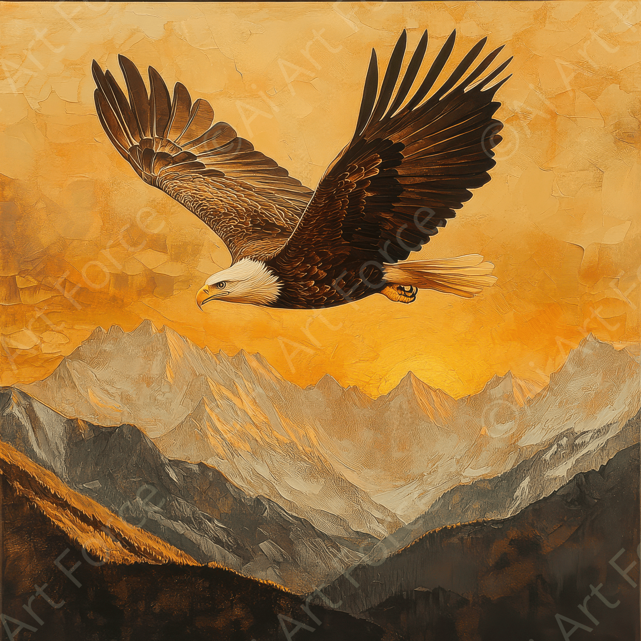 Digital Ai Artwork, of Eagle Soaring Over Mountains 3, ideal for art enthusiasts and collectors.