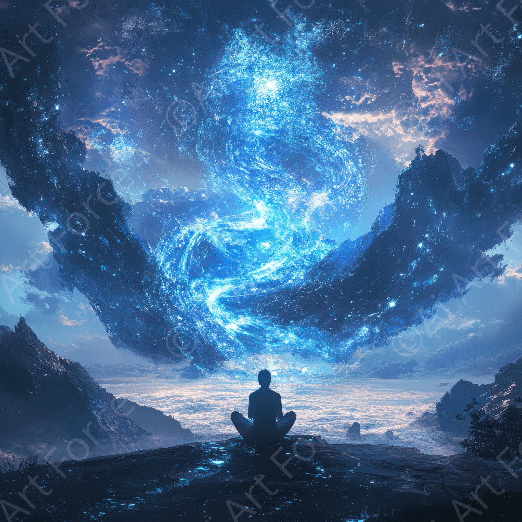 Digital Ai Artwork, of Embodied vs. Digital Spiritual Growth 2, ideal for art enthusiasts and collectors.