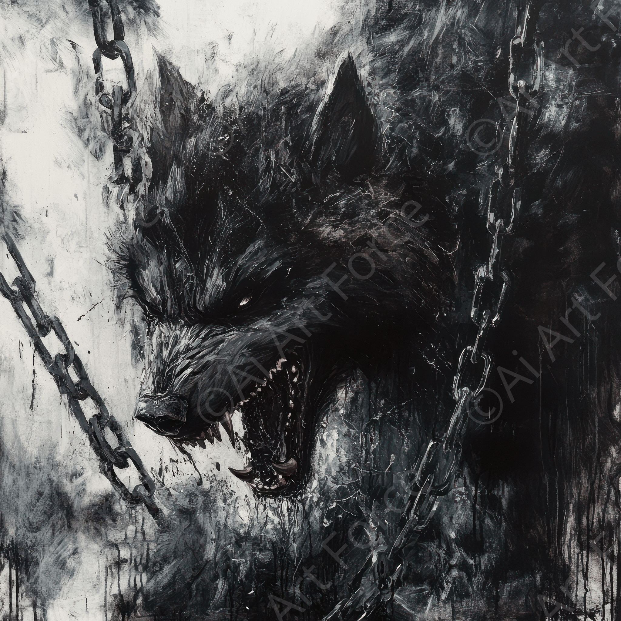 Digital Ai Artwork, of Fenrir Breaking Free, ideal for art enthusiasts and collectors.