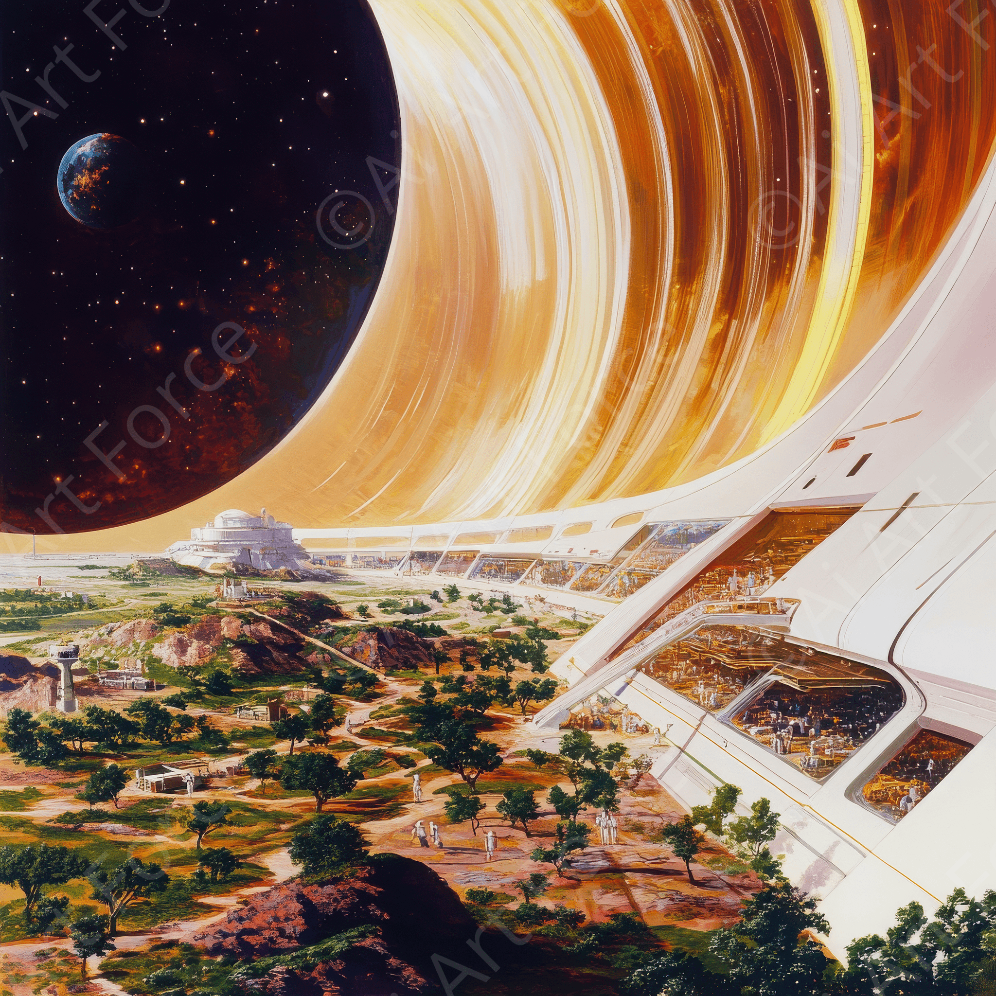 Digital Ai Artwork, of How space colonization could alter human society 2, ideal for art enthusiasts and collectors.