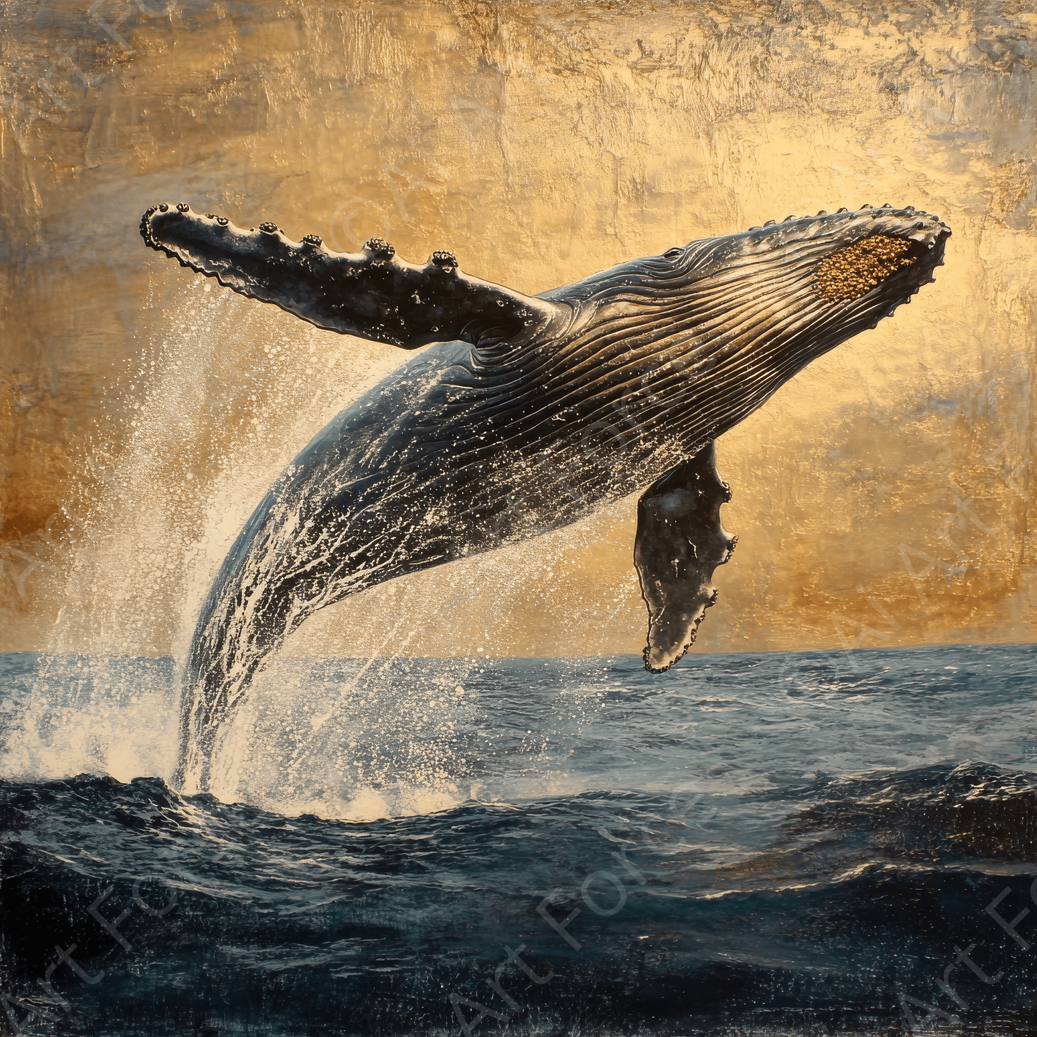 Digital Ai Artwork, of Humpback Whale Breaching the Ocean 2, ideal for art enthusiasts and collectors.
