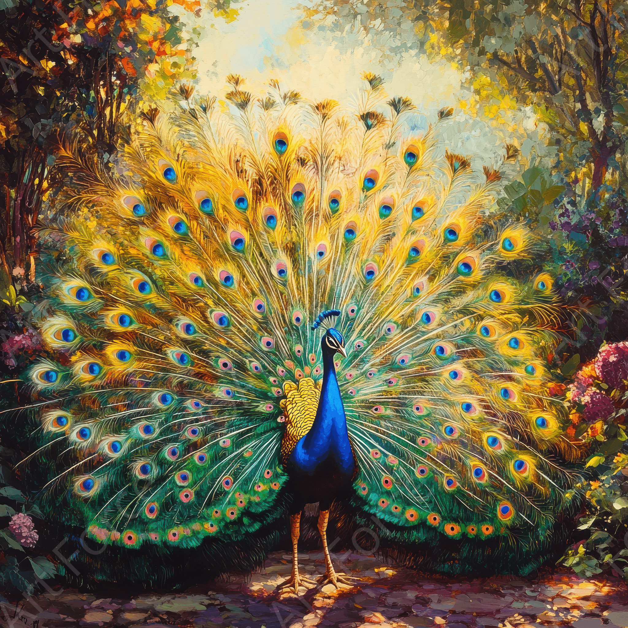 Digital Ai Artwork, of Peacock Displaying Its Feathers, ideal for art enthusiasts and collectors.