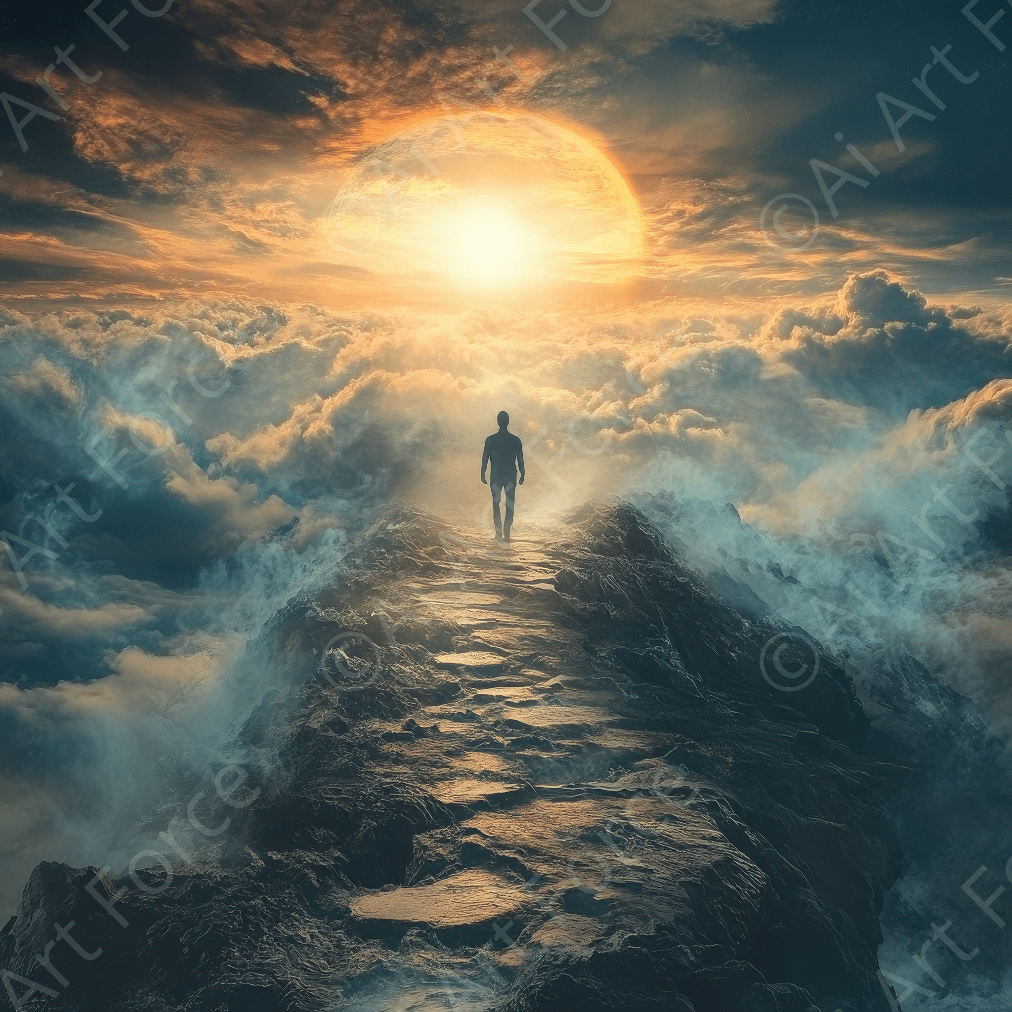 Digital Ai Artwork, of Spiritual and Physical Journeys in Human Life 11, ideal for art enthusiasts and collectors.