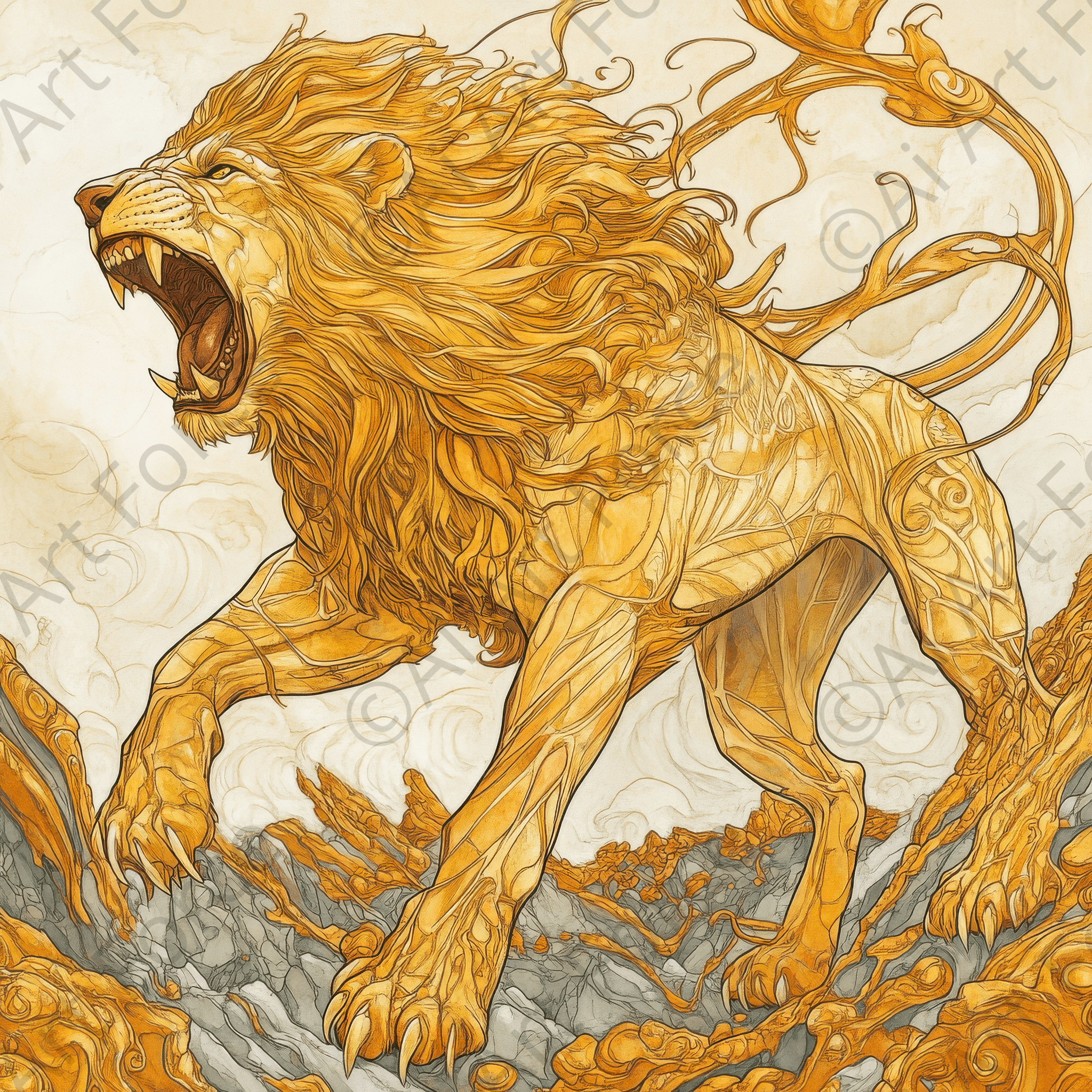 Digital Ai Artwork, of The Nemean Lion 4, ideal for art enthusiasts and collectors.