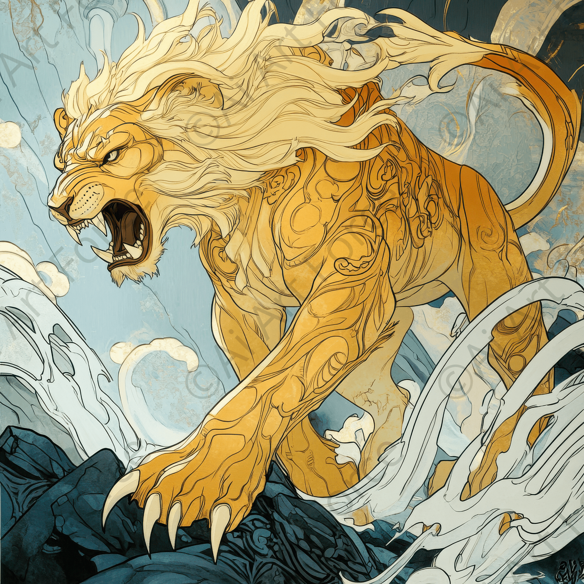 Digital Ai Artwork, of The Nemean Lion 2, ideal for art enthusiasts and collectors.