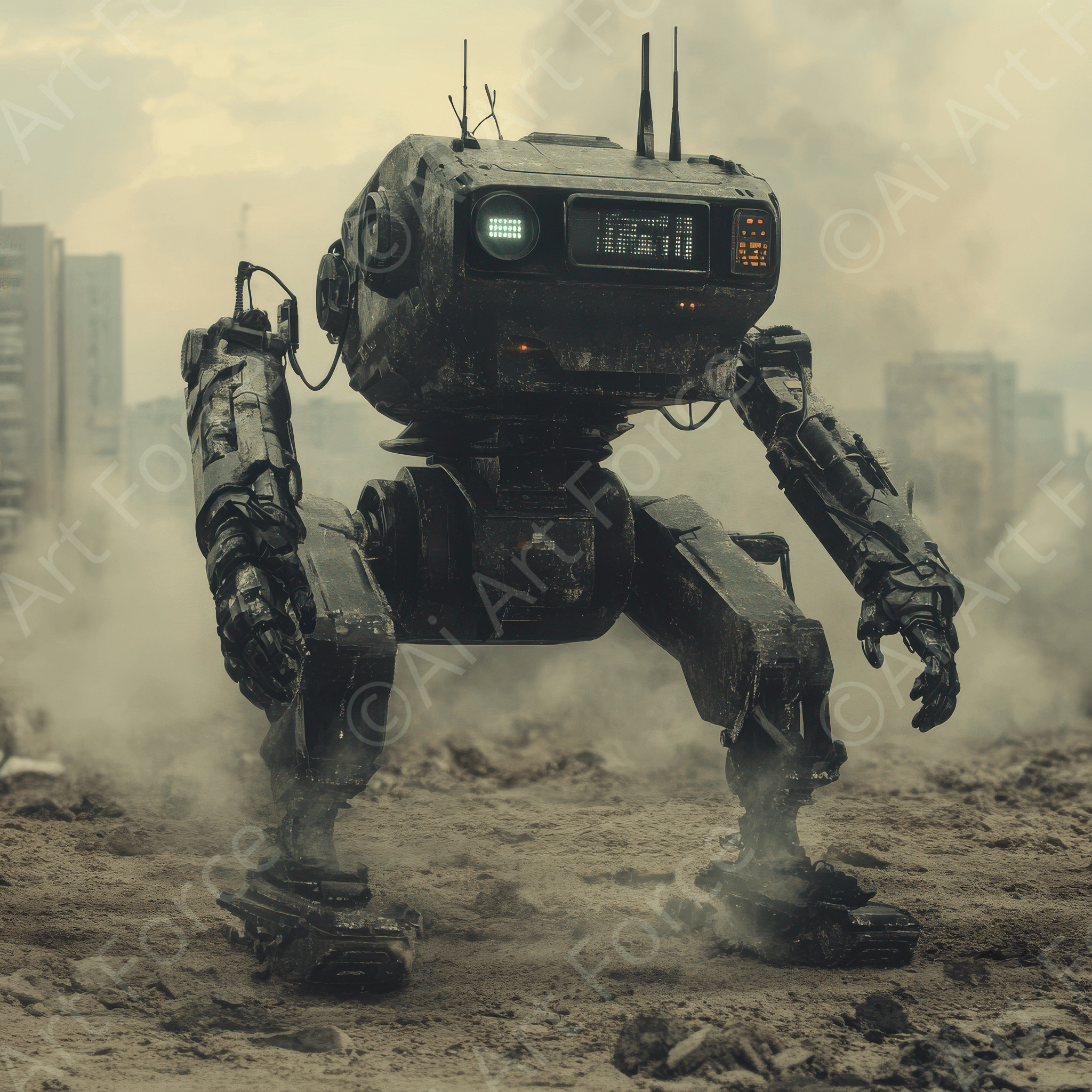 Digital Ai Artwork, of The potential dangers of autonomous military robots, ideal for art enthusiasts and collectors.