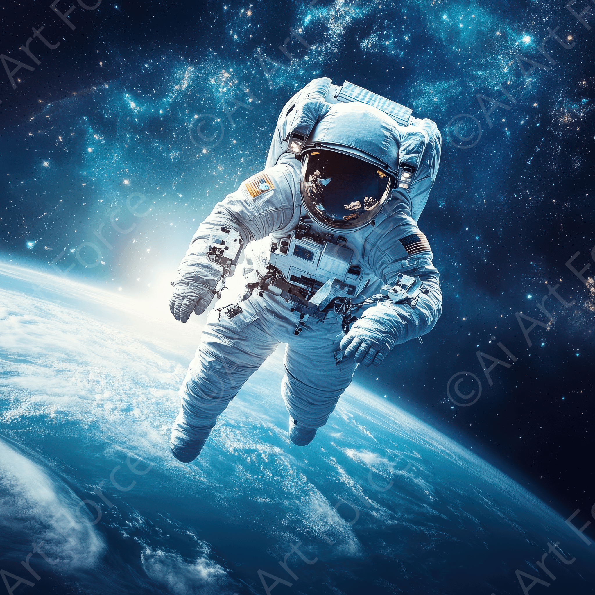 Digital Ai Artwork, of The role of space exploration in uniting humanity, ideal for art enthusiasts and collectors.