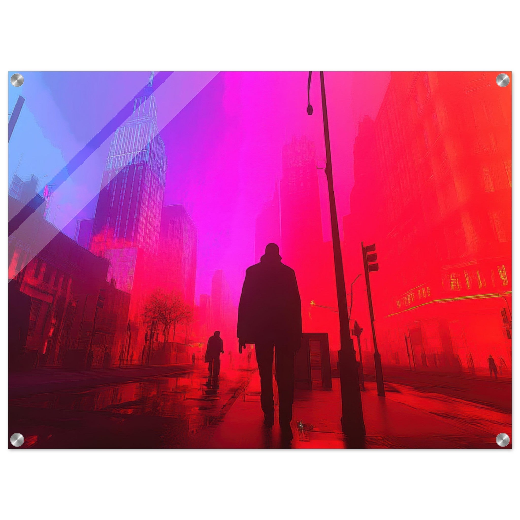 Acrylic Print Landscape - A city where neon lights create impossible rifle - Ai Art Force