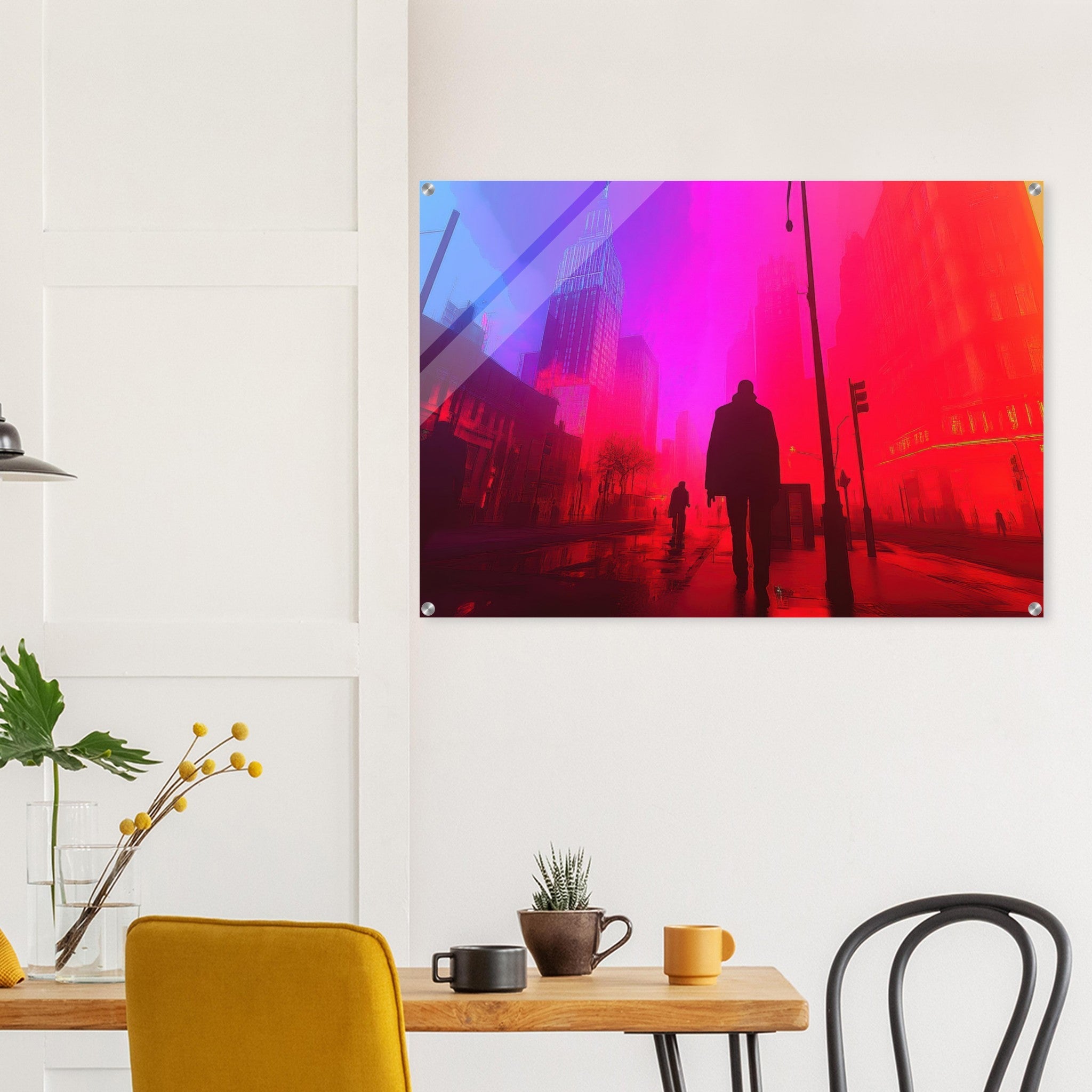 Acrylic Print Landscape - A city where neon lights create impossible rifle - Ai Art Force