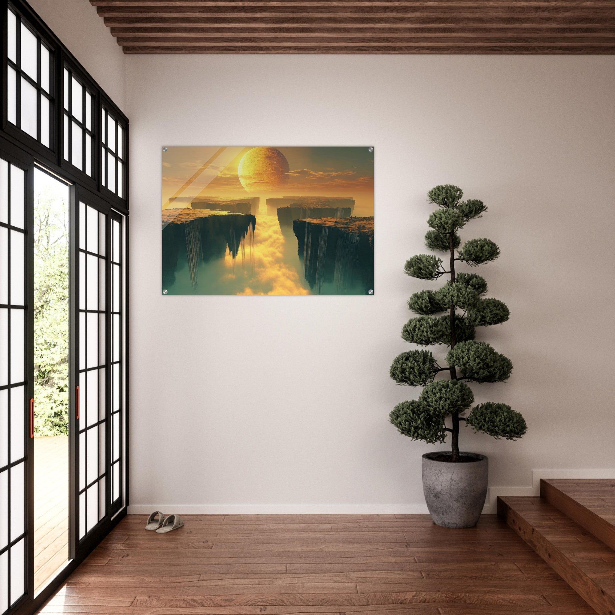 Acrylic Print Landscape - A vast dreamscape with levitating islands a mass 3 - Shop Ai Art WebShop - Digital Art online Store