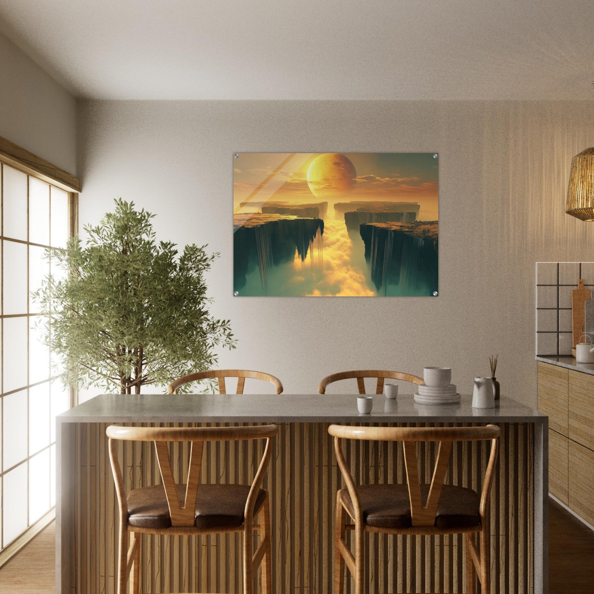 Acrylic Print Landscape - A vast dreamscape with levitating islands a mass 3 - Shop Ai Art WebShop - Digital Art online Store