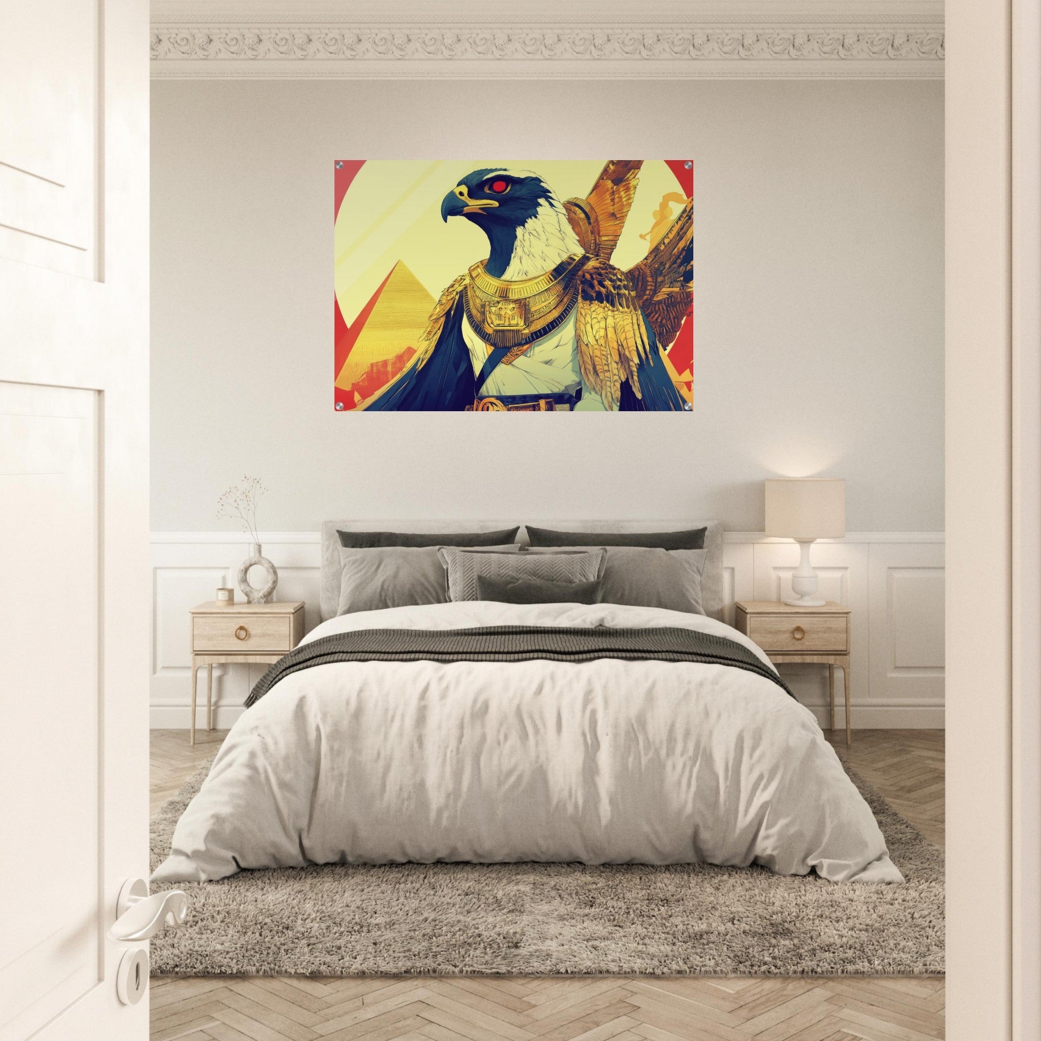 Acrylic Print Landscape - Ancient Egyptian Falcon God Horus A majestic far 3 - Shop Ai Art WebShop - Digital Art online Store