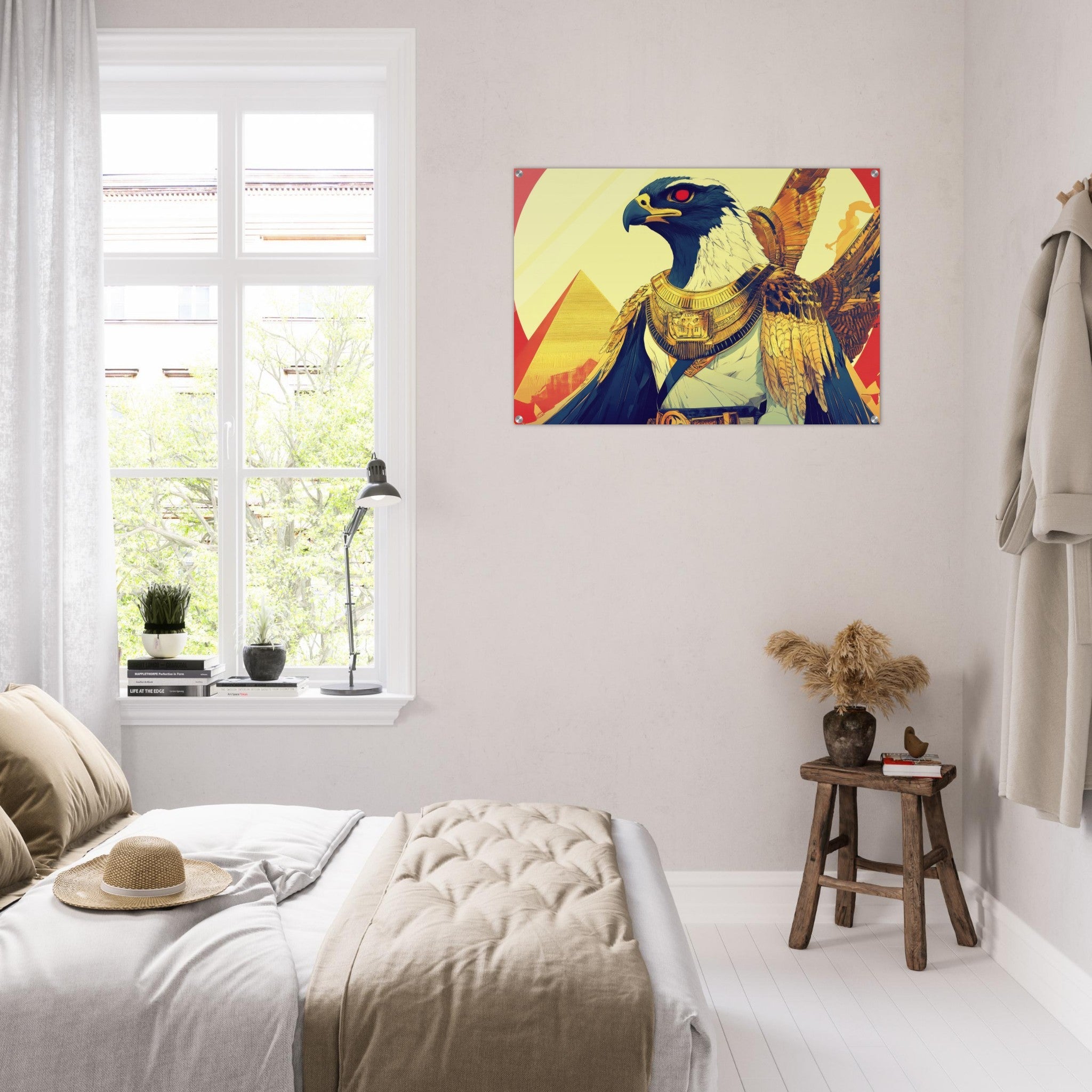 Acrylic Print Landscape - Ancient Egyptian Falcon God Horus A majestic far 3 - Shop Ai Art WebShop - Digital Art online Store