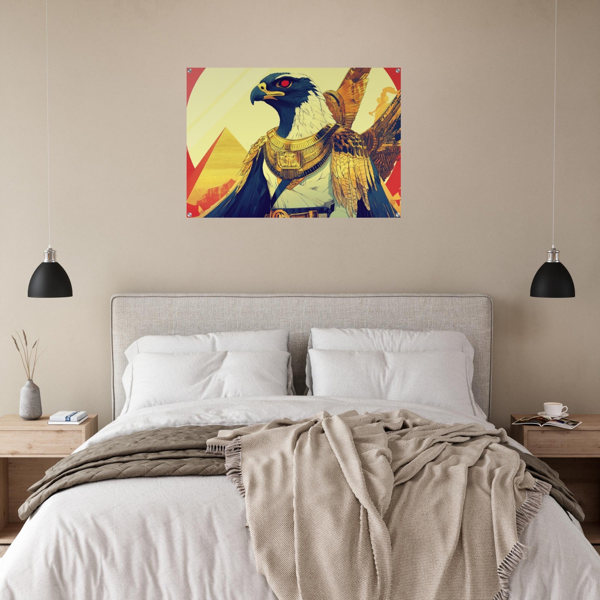 Acrylic Print Landscape - Ancient Egyptian Falcon God Horus A majestic far 3 - Shop Ai Art WebShop - Digital Art online Store