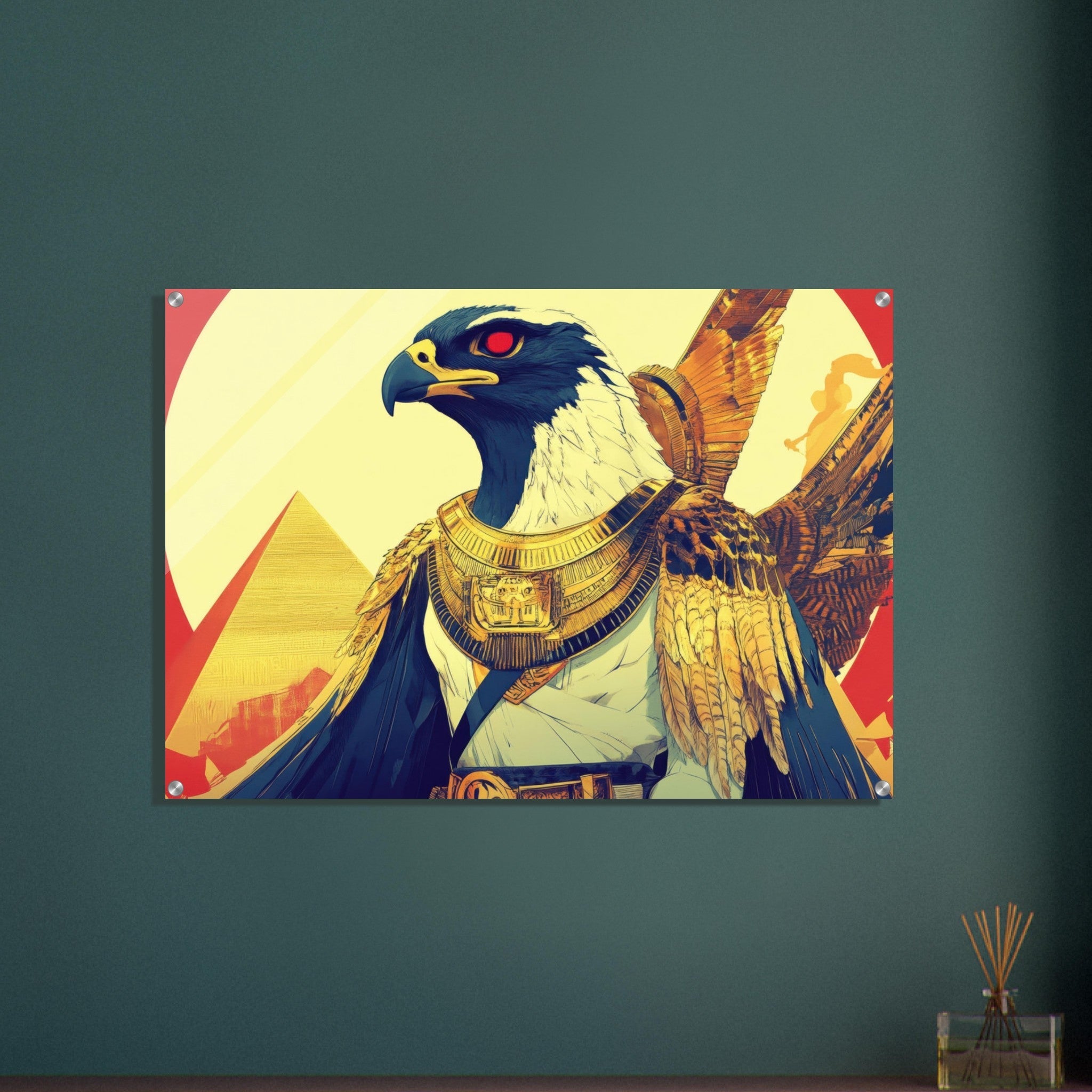 Acrylic Print Landscape - Ancient Egyptian Falcon God Horus A majestic far 3 - Shop Ai Art WebShop - Digital Art online Store