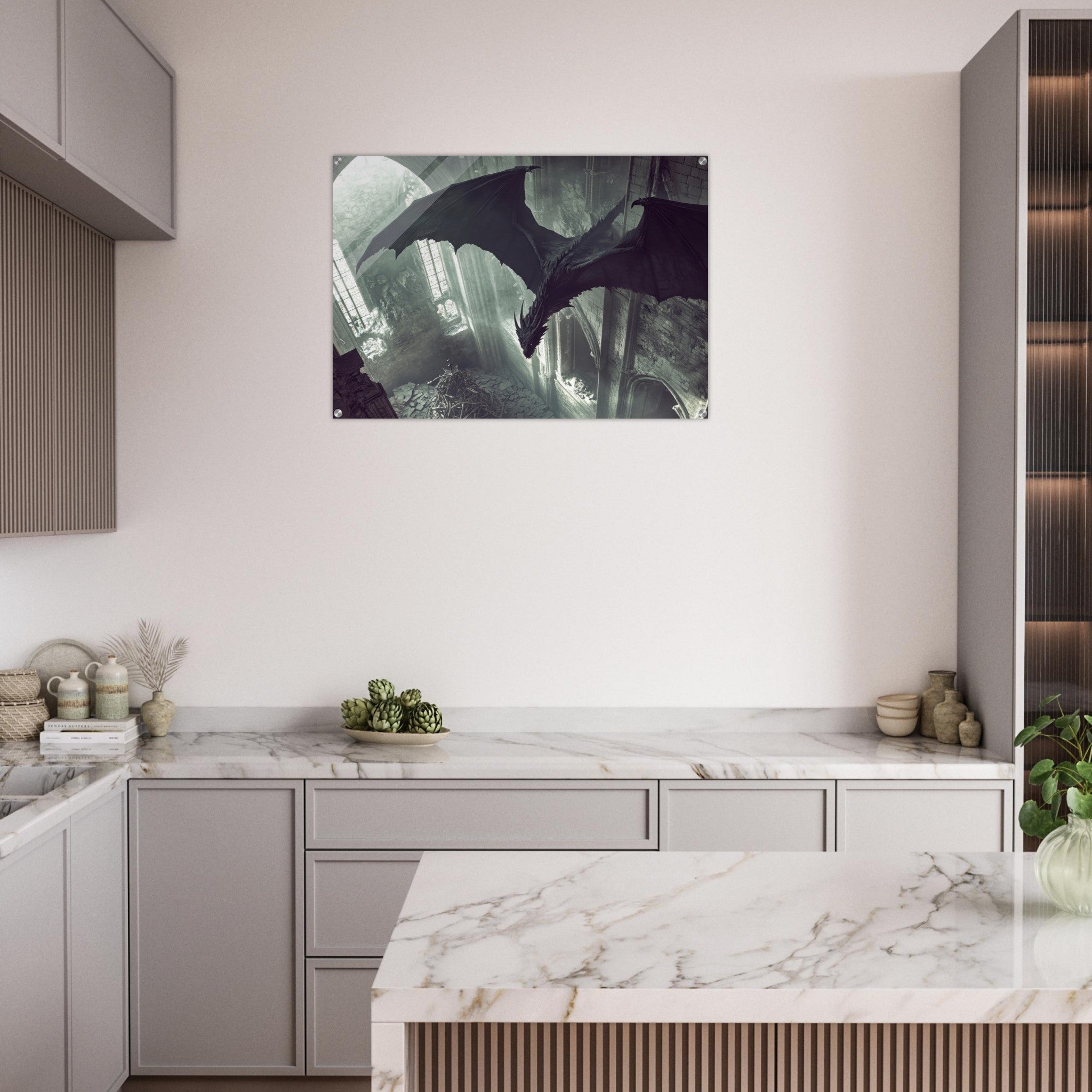 Acrylic Print Landscape - Gothic Shadow Dragons Lair Gothic Dramatic High 2 - Shop Ai Art WebShop - Digital Art online Store