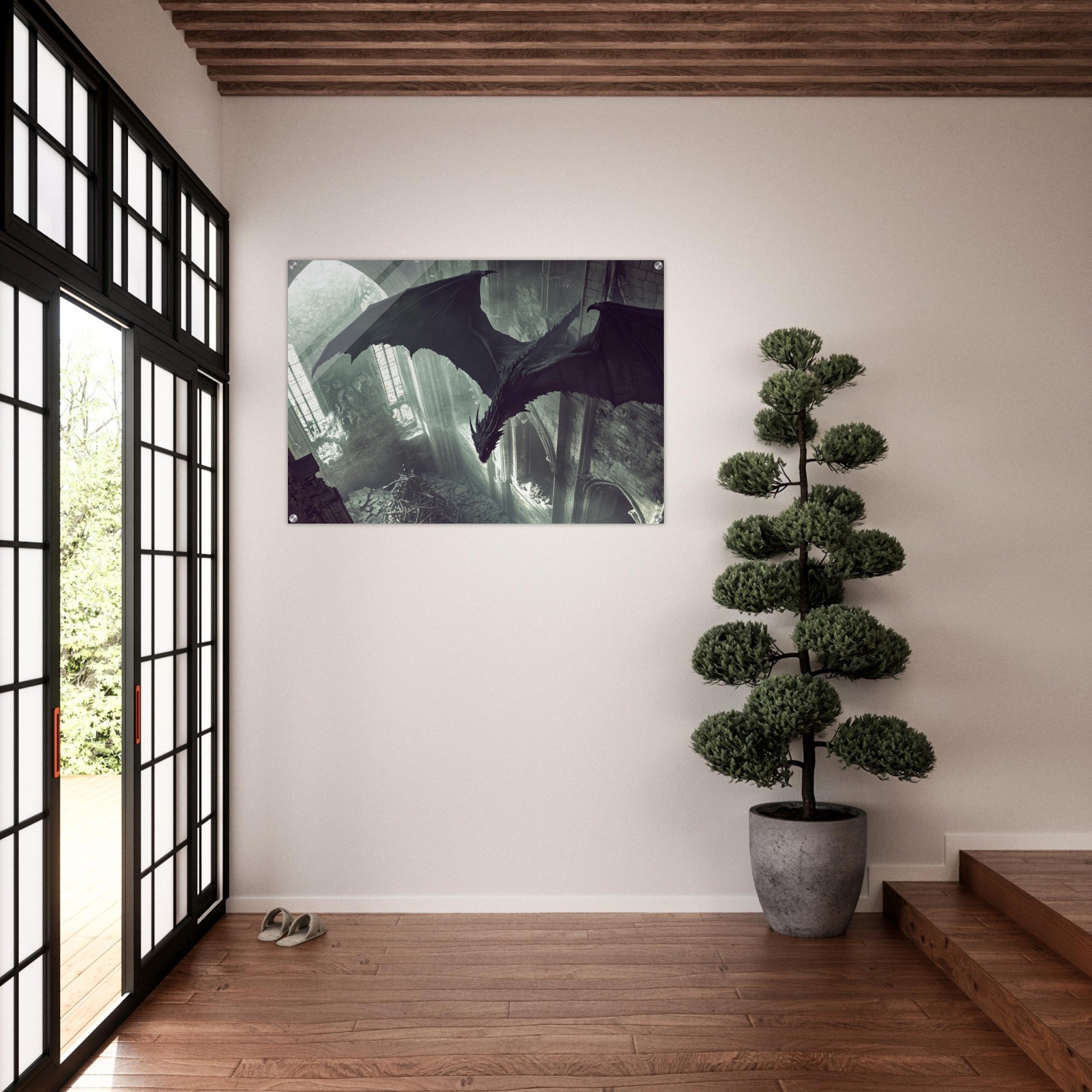 Acrylic Print Landscape - Gothic Shadow Dragons Lair Gothic Dramatic High 2 - Shop Ai Art WebShop - Digital Art online Store