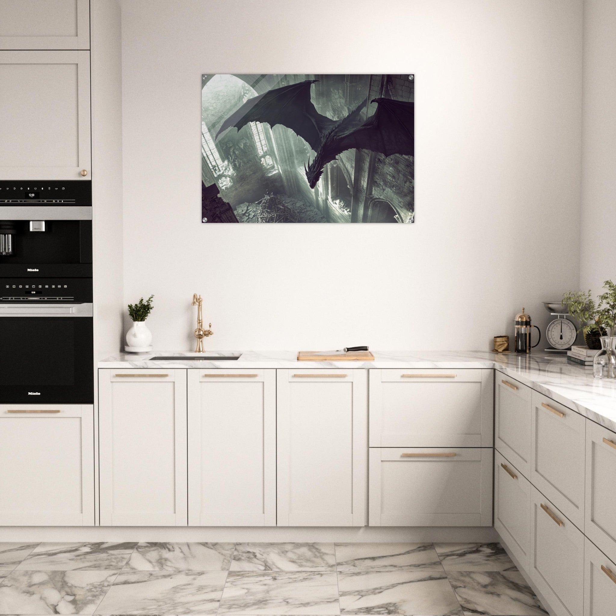 Acrylic Print Landscape - Gothic Shadow Dragons Lair Gothic Dramatic High 2 - Shop Ai Art WebShop - Digital Art online Store