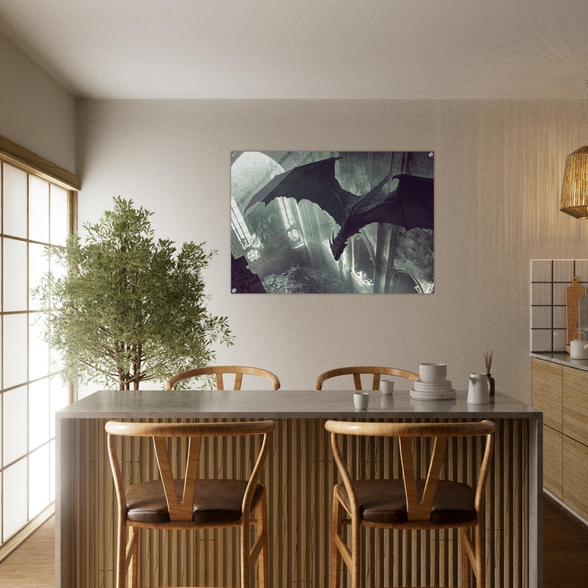 Acrylic Print Landscape - Gothic Shadow Dragons Lair Gothic Dramatic High 2 - Shop Ai Art WebShop - Digital Art online Store