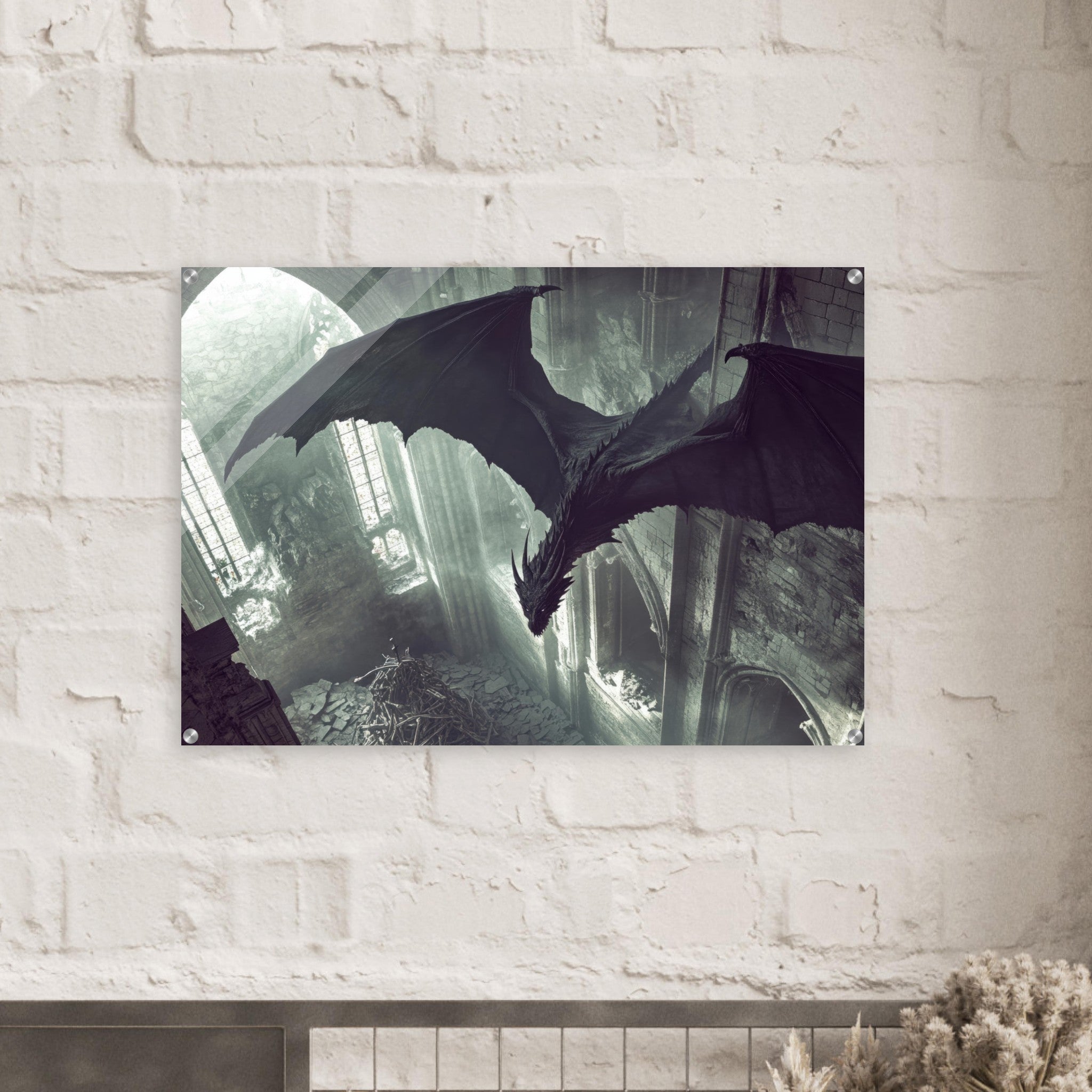 Acrylic Print Landscape - Gothic Shadow Dragons Lair Gothic Dramatic High 2 - Shop Ai Art WebShop - Digital Art online Store