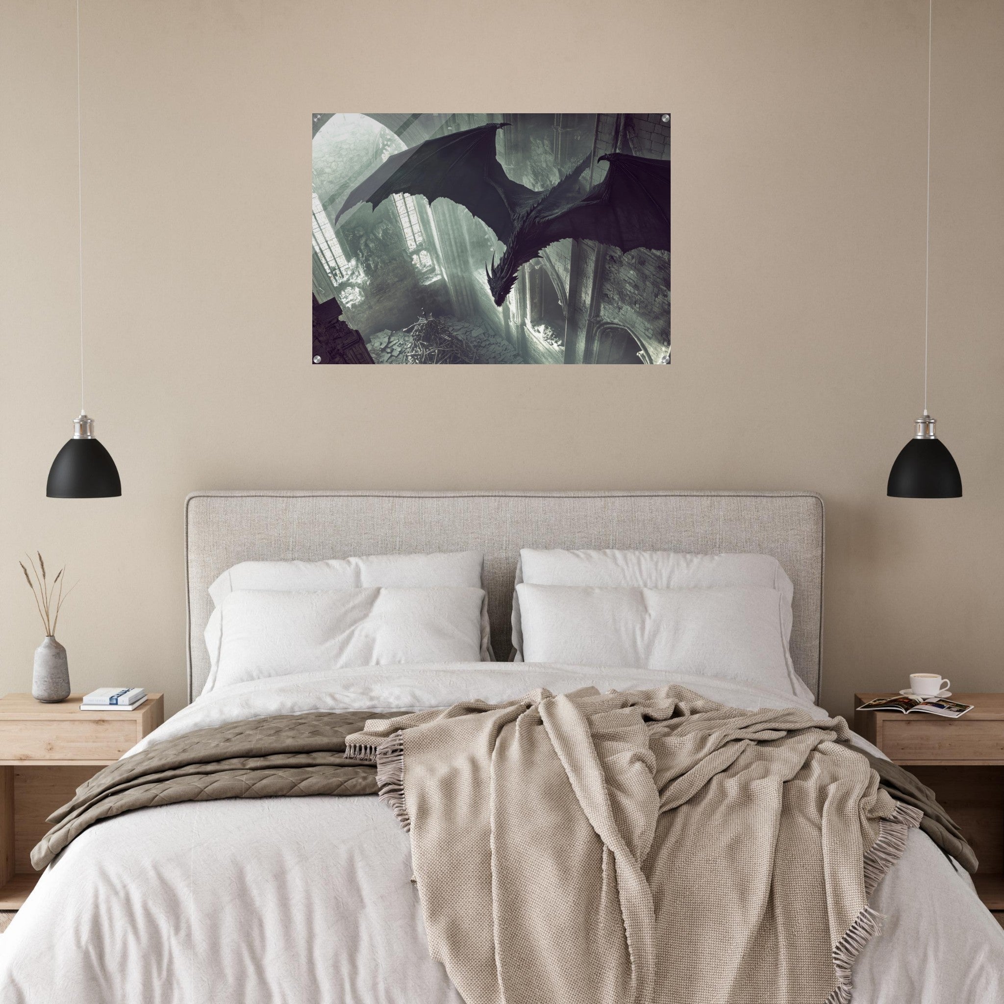 Acrylic Print Landscape - Gothic Shadow Dragons Lair Gothic Dramatic High 2 - Shop Ai Art WebShop - Digital Art online Store