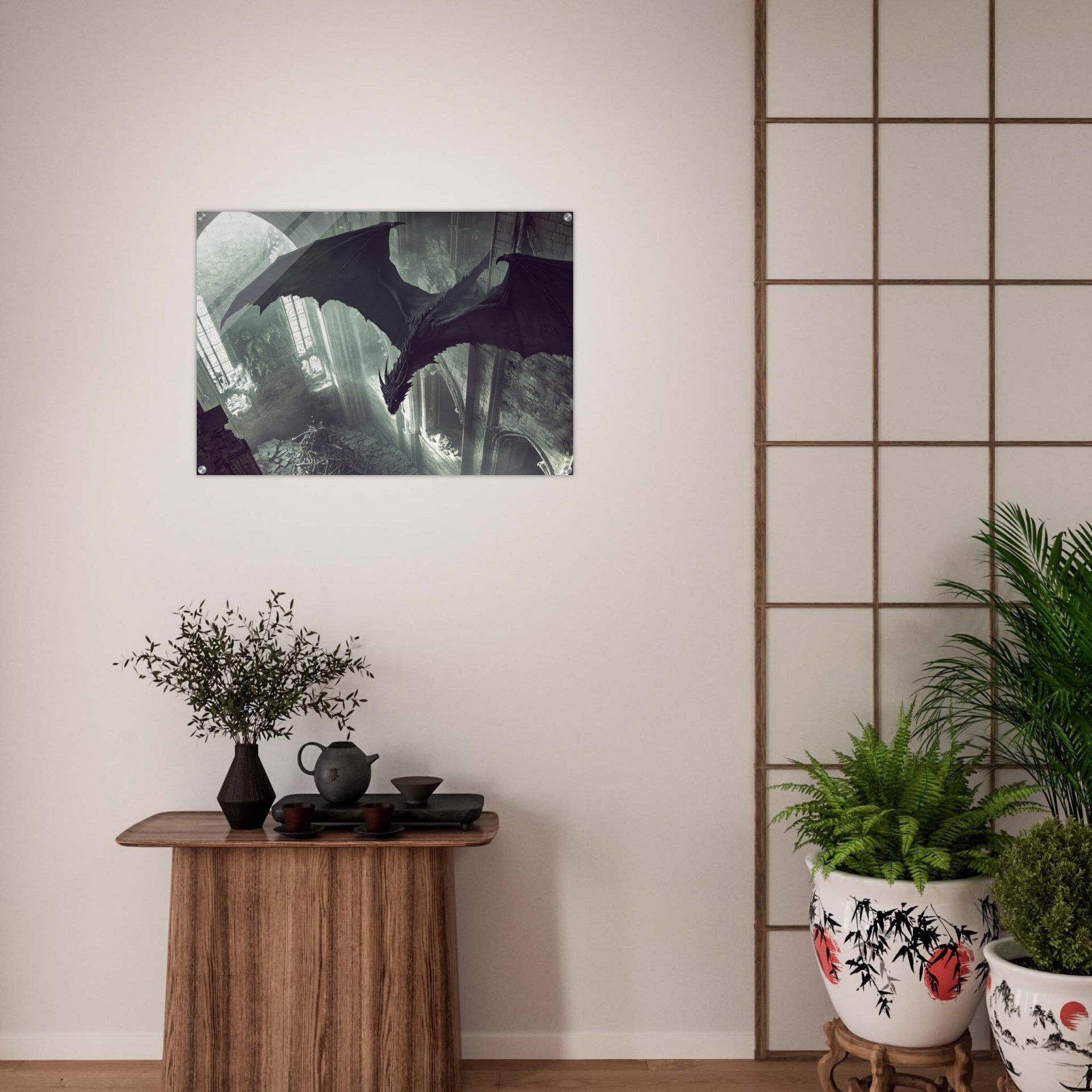 Acrylic Print Landscape - Gothic Shadow Dragons Lair Gothic Dramatic High 2 - Shop Ai Art WebShop - Digital Art online Store