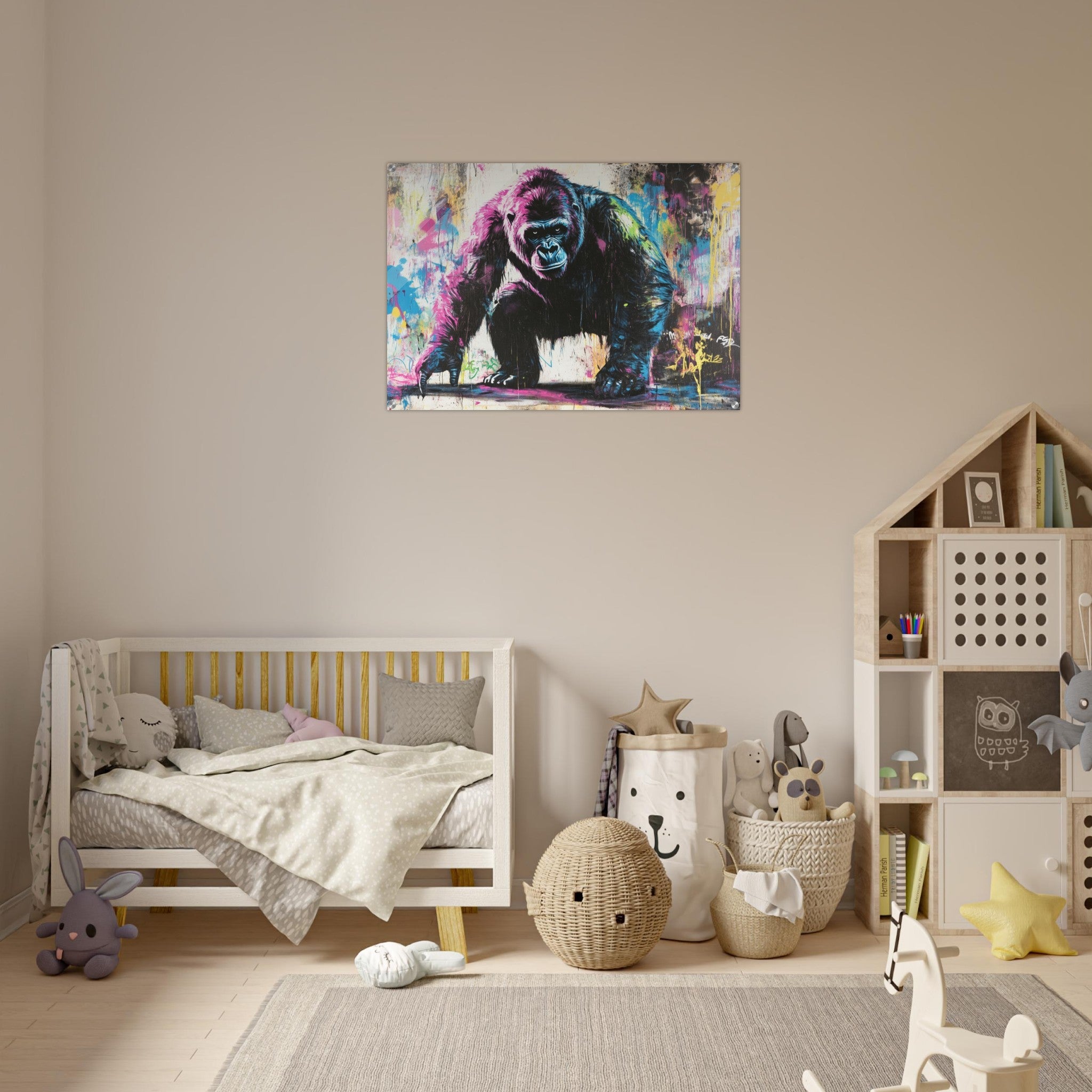 Acrylic Print Landscape - Graffiti - Style Street Art Gorilla A powerful 3 - Shop Ai Art WebShop - Digital Art online Store