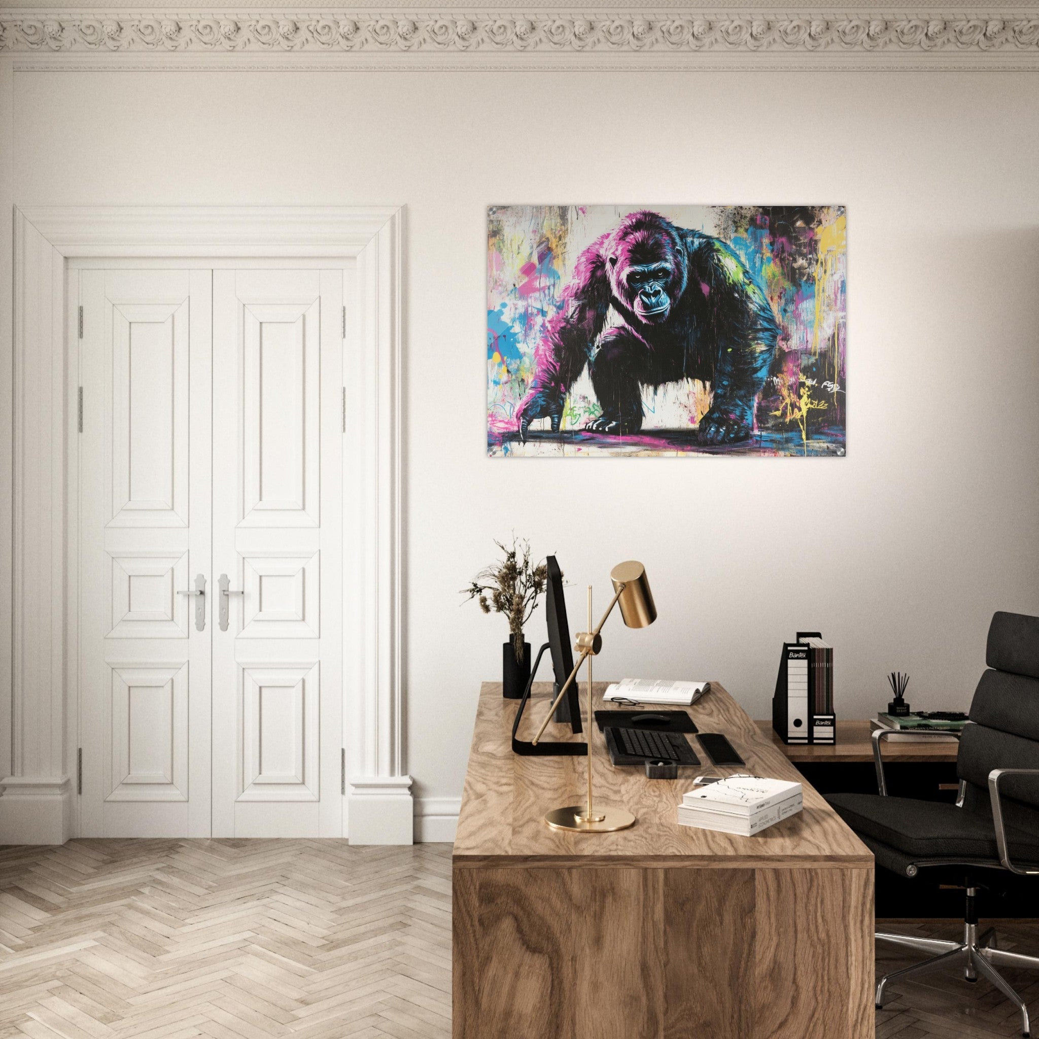 Acrylic Print Landscape - Graffiti - Style Street Art Gorilla A powerful 3 - Shop Ai Art WebShop - Digital Art online Store