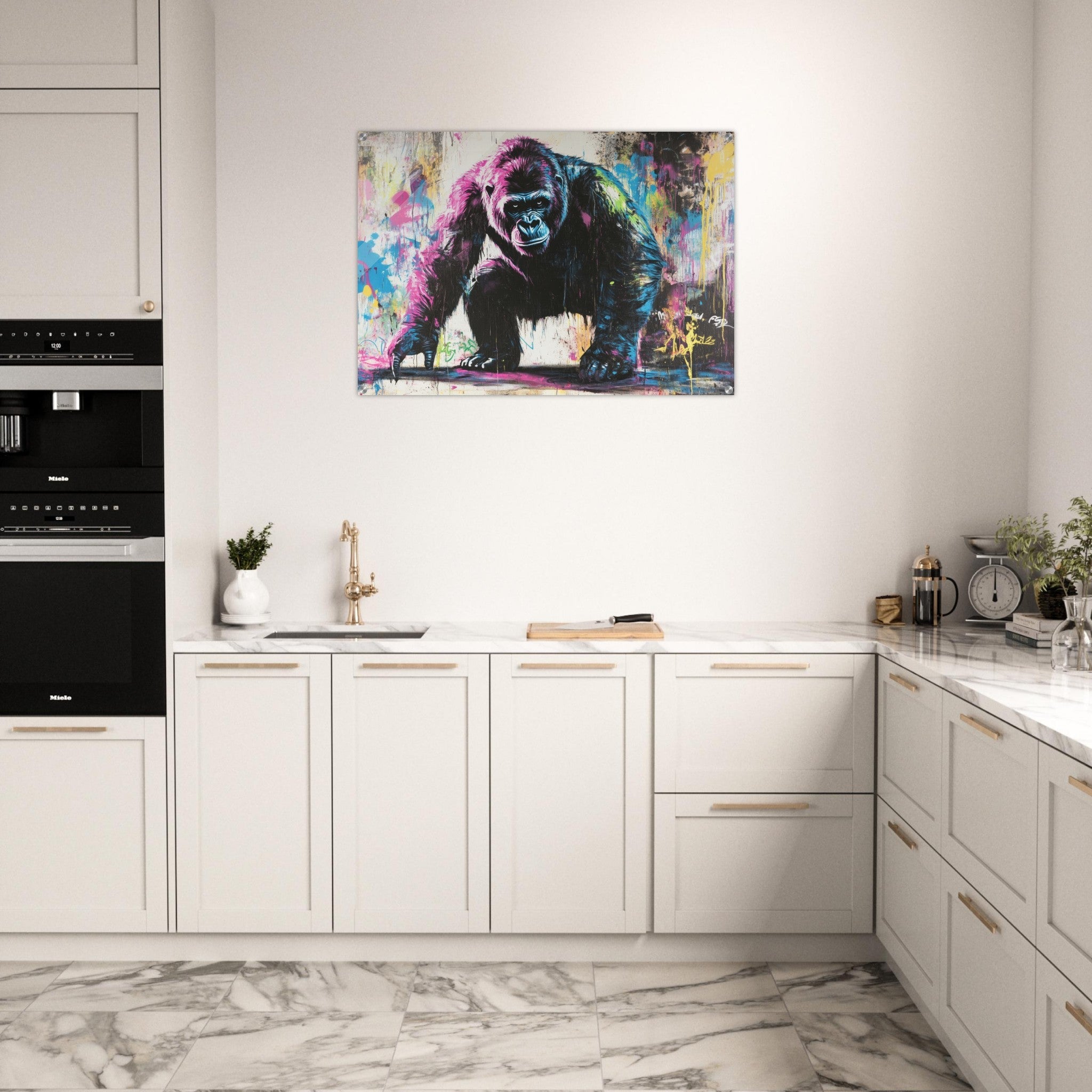 Acrylic Print Landscape - Graffiti - Style Street Art Gorilla A powerful 3 - Shop Ai Art WebShop - Digital Art online Store