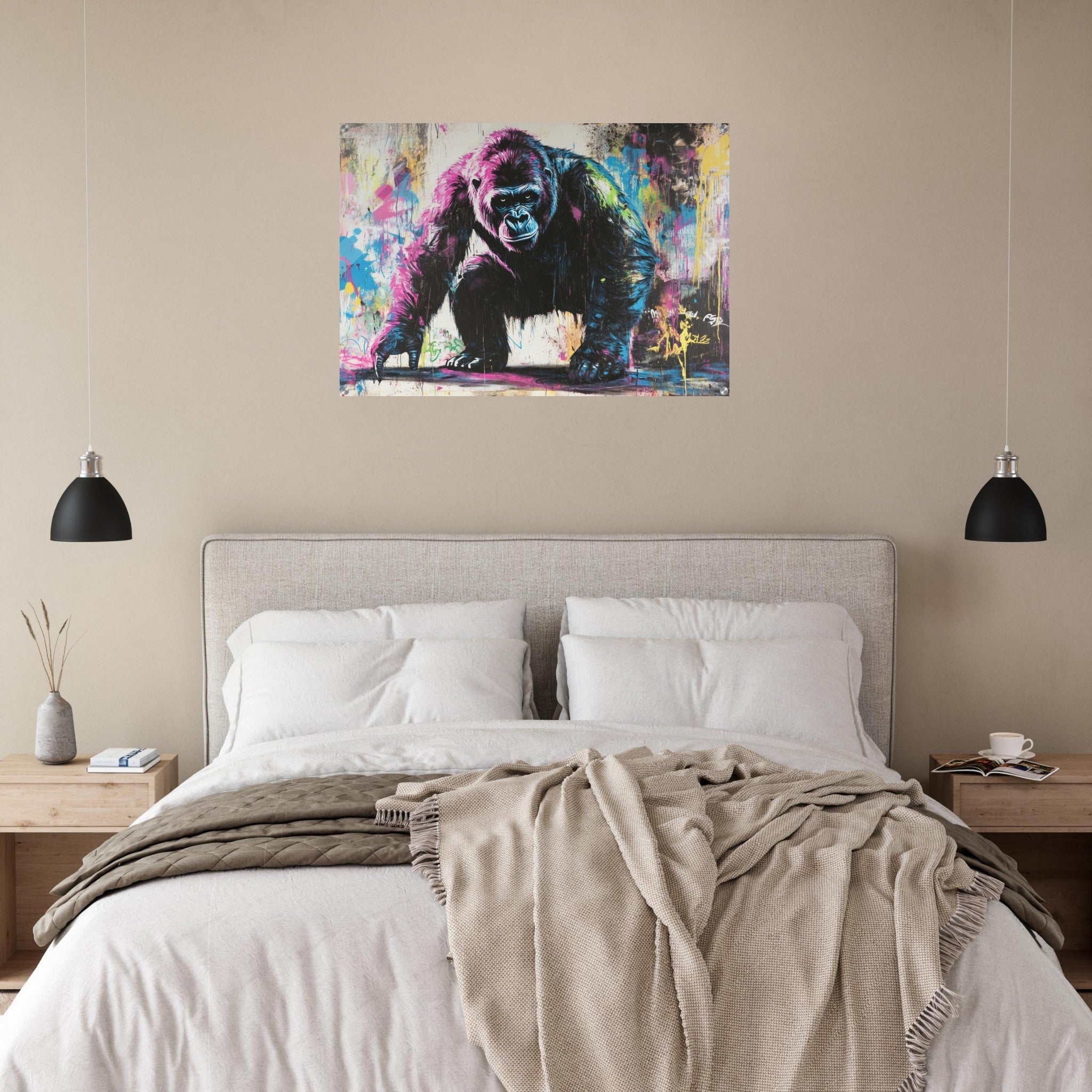 Acrylic Print Landscape - Graffiti - Style Street Art Gorilla A powerful 3 - Shop Ai Art WebShop - Digital Art online Store