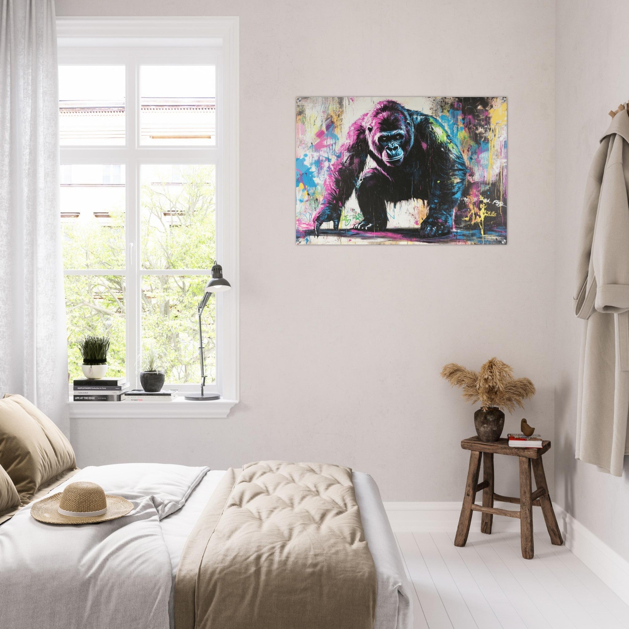 Acrylic Print Landscape - Graffiti - Style Street Art Gorilla A powerful 3 - Shop Ai Art WebShop - Digital Art online Store