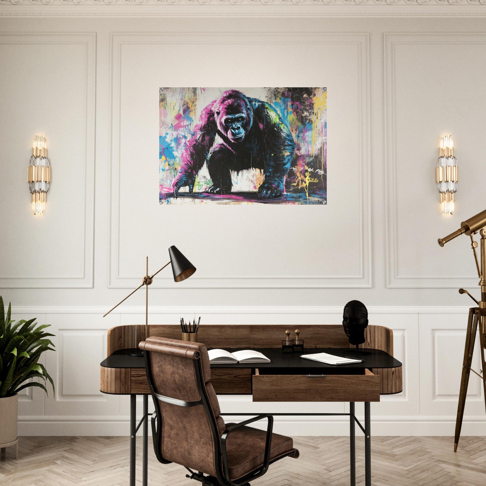 Acrylic Print Landscape - Graffiti - Style Street Art Gorilla A powerful 3 - Shop Ai Art WebShop - Digital Art online Store