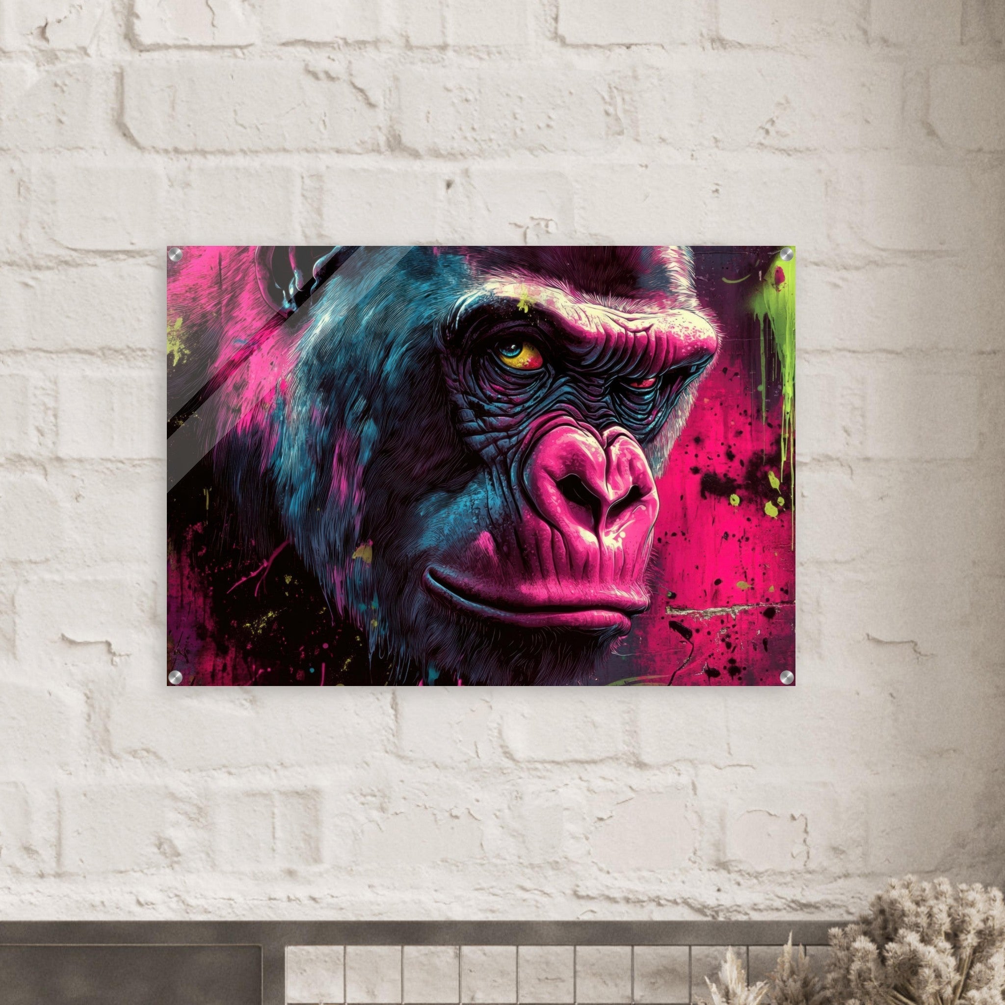 Acrylic Print Landscape - Graffiti - Style Street Art Gorilla A powerful 6 - Shop Ai Art WebShop - Digital Art online Store