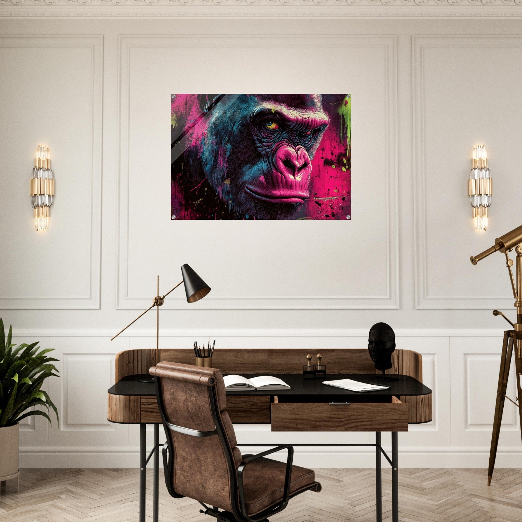 Acrylic Print Landscape - Graffiti - Style Street Art Gorilla A powerful 6 - Shop Ai Art WebShop - Digital Art online Store