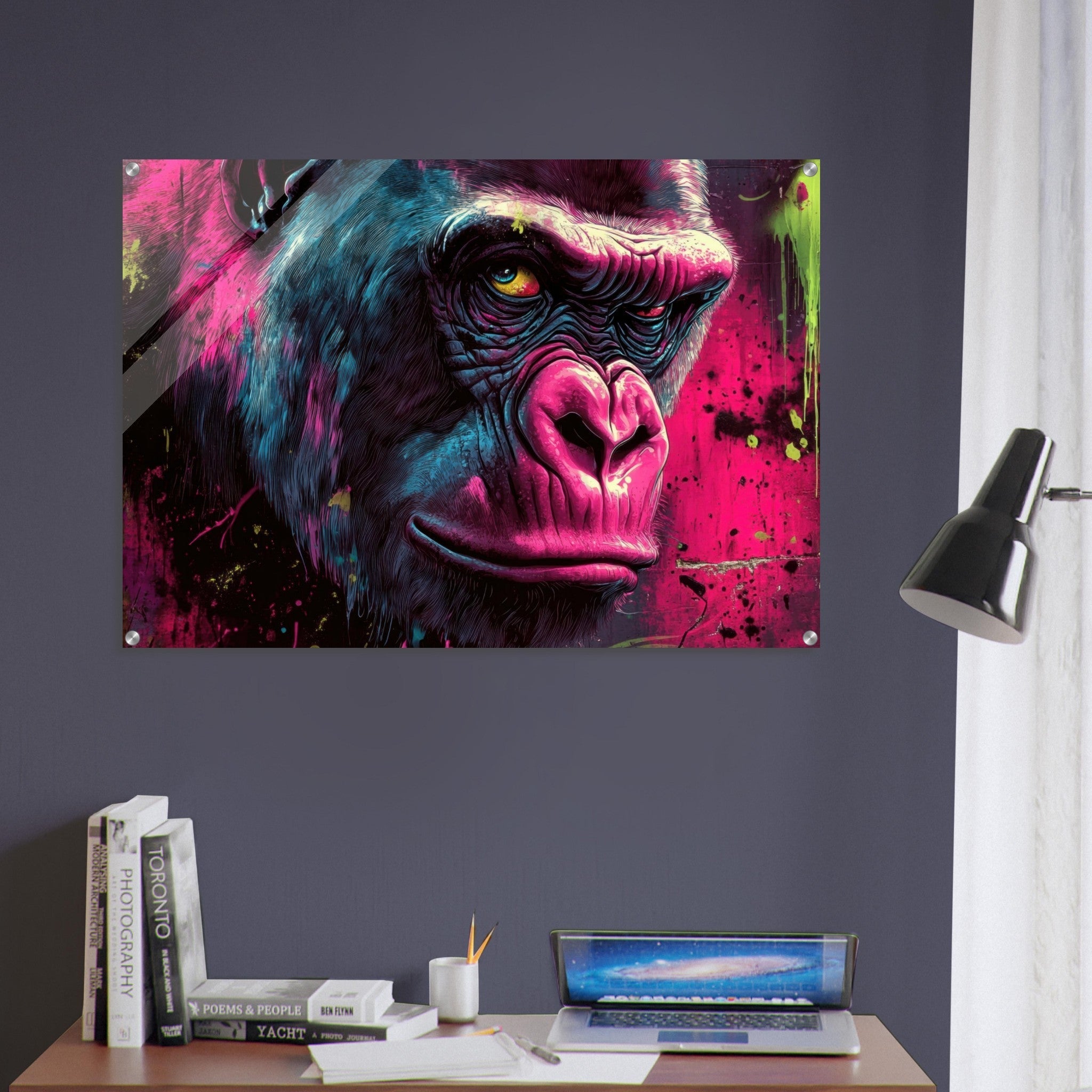 Acrylic Print Landscape - Graffiti - Style Street Art Gorilla A powerful 6 - Shop Ai Art WebShop - Digital Art online Store