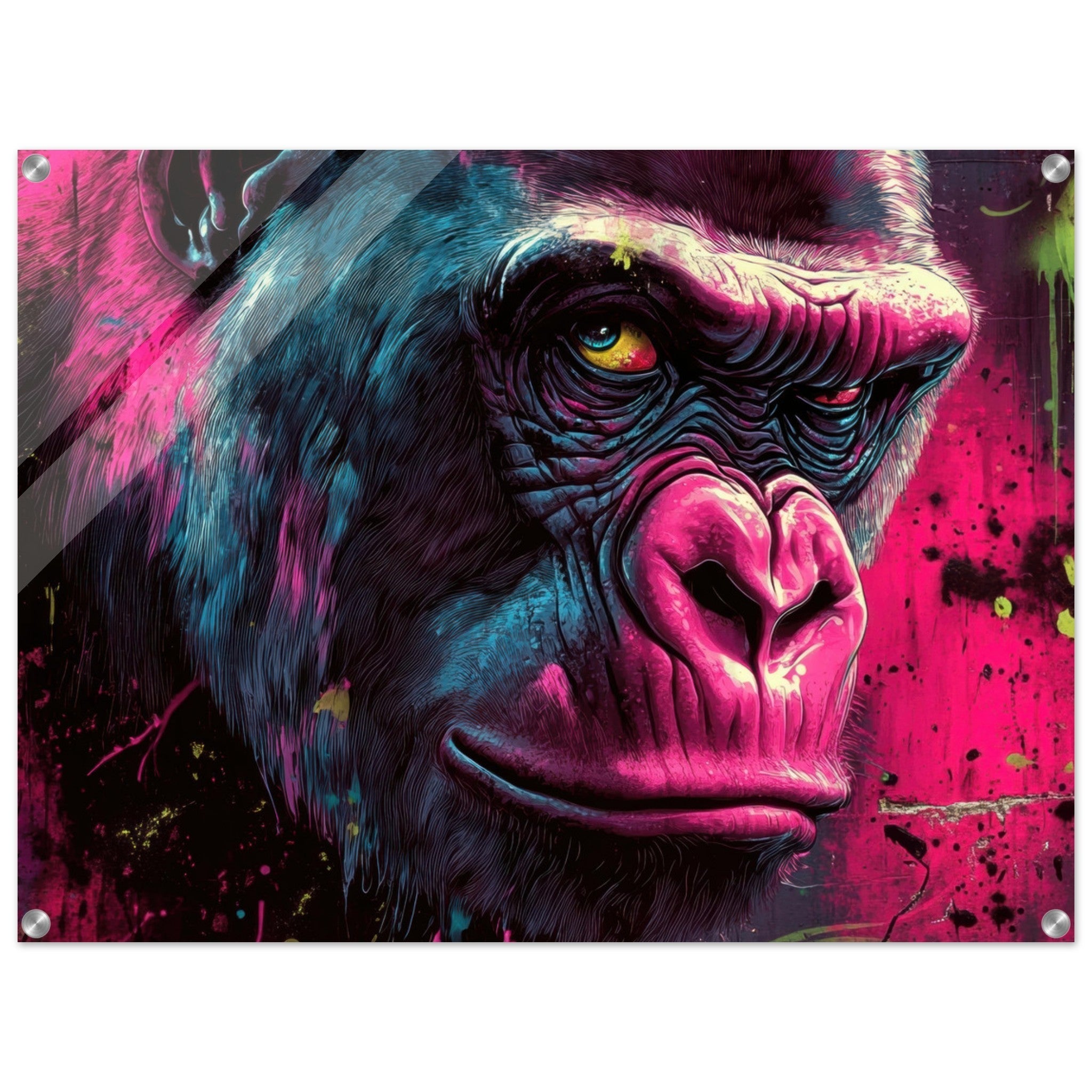 Acrylic Print Landscape - Graffiti - Style Street Art Gorilla A powerful 6 - Shop Ai Art WebShop - Digital Art online Store