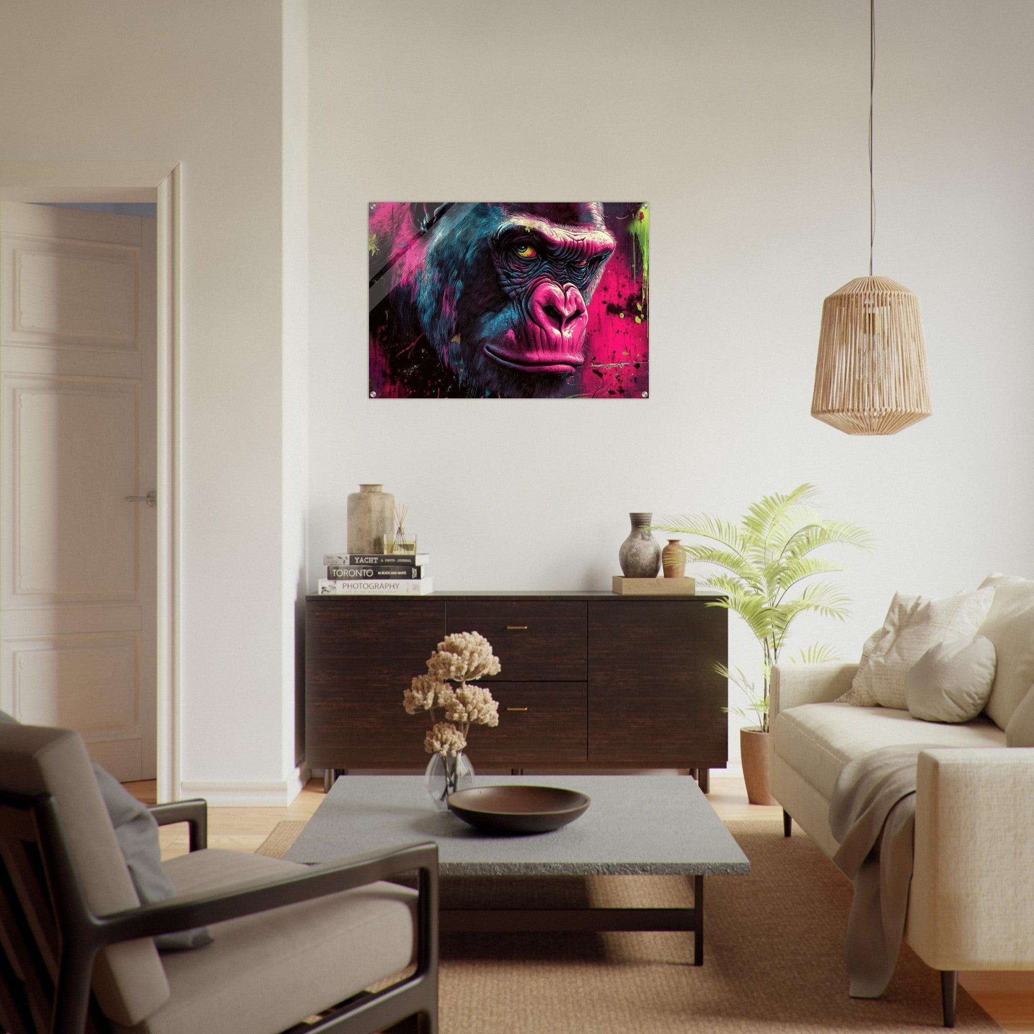 Acrylic Print Landscape - Graffiti - Style Street Art Gorilla A powerful 6 - Shop Ai Art WebShop - Digital Art online Store