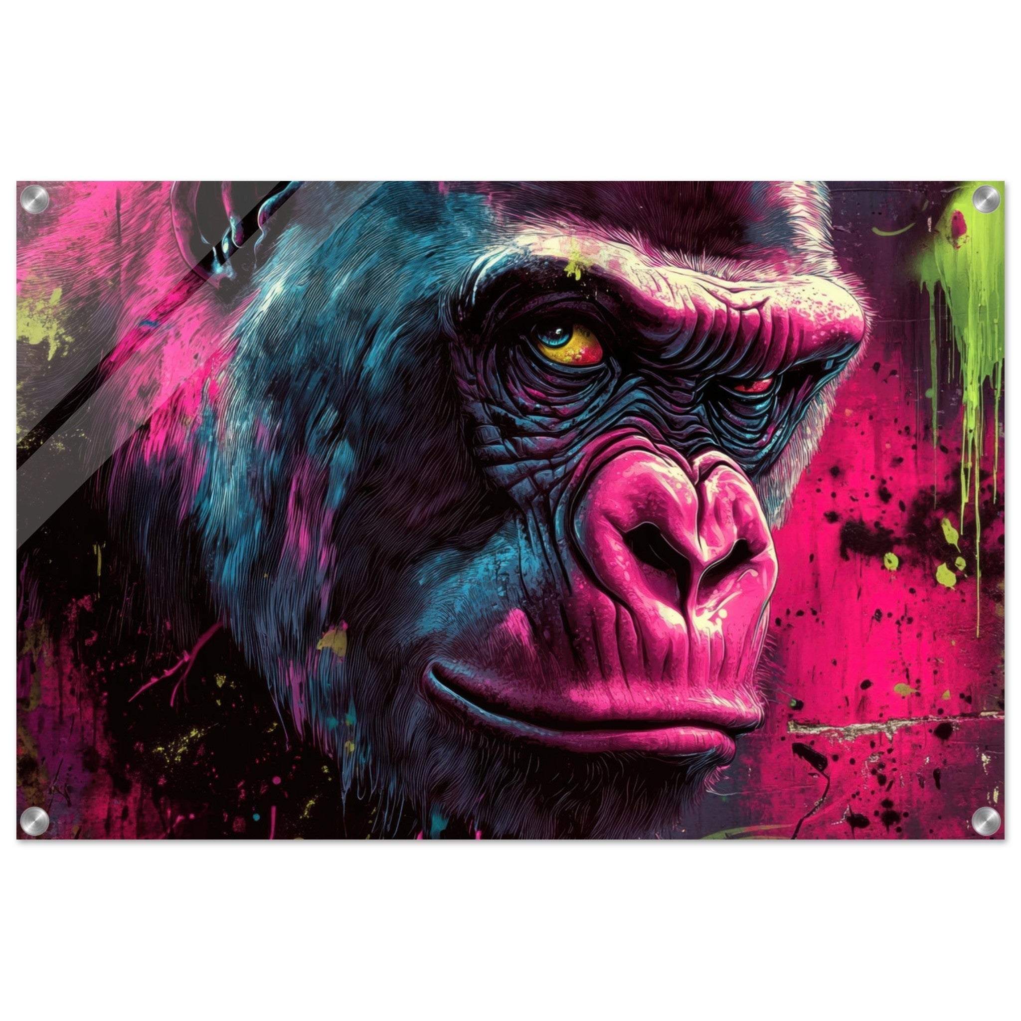 Acrylic Print Landscape - Graffiti - Style Street Art Gorilla A powerful 6 - Shop Ai Art WebShop - Digital Art online Store
