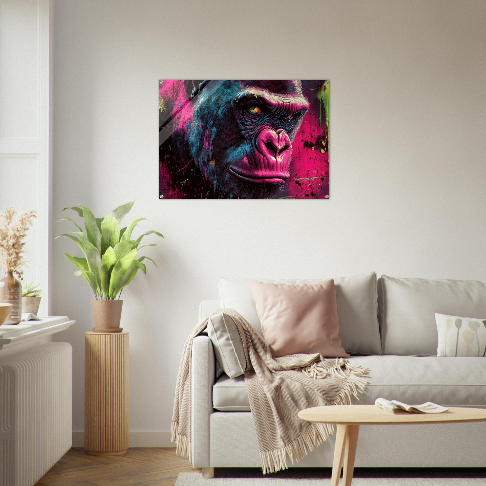 Acrylic Print Landscape - Graffiti - Style Street Art Gorilla A powerful 6 - Shop Ai Art WebShop - Digital Art online Store