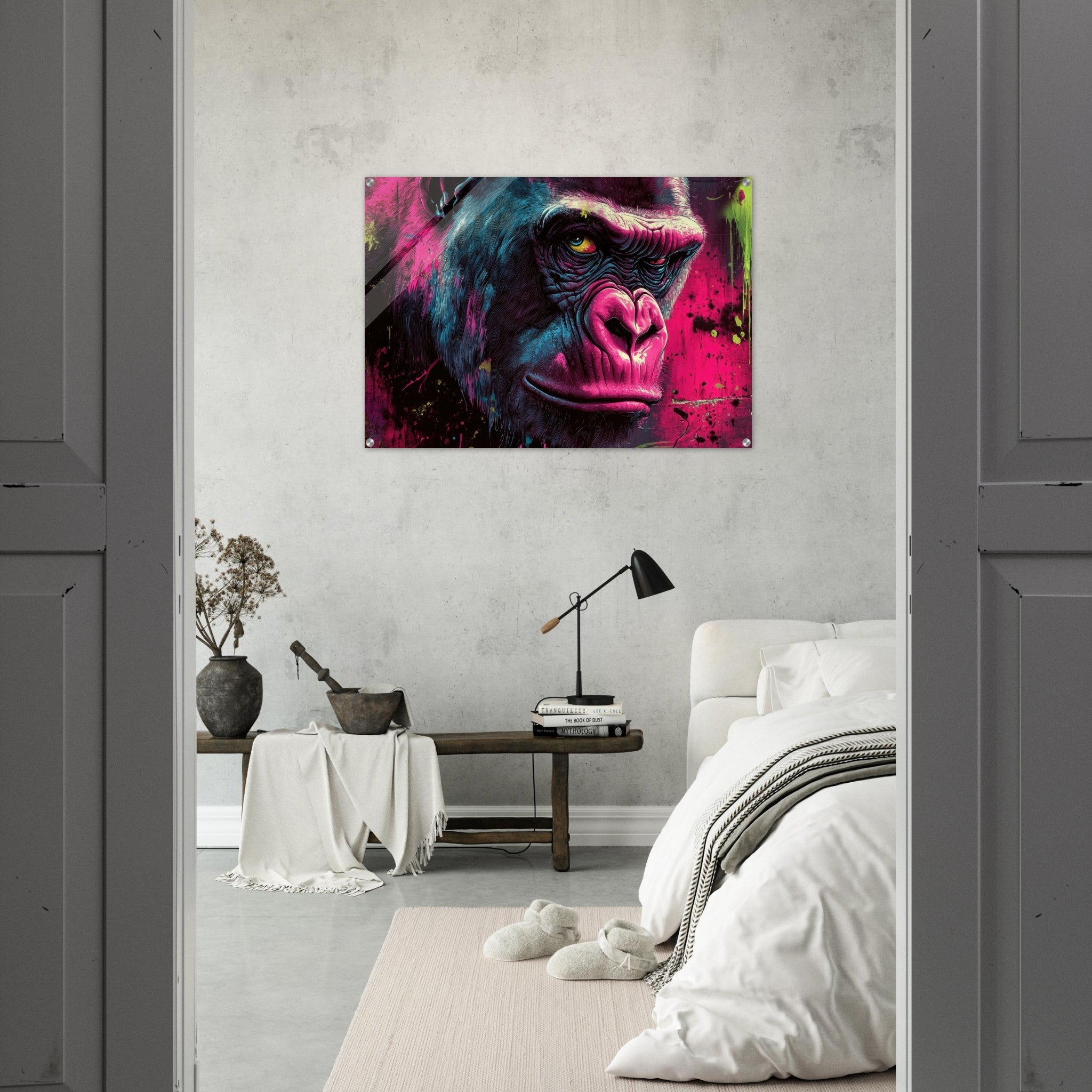 Acrylic Print Landscape - Graffiti - Style Street Art Gorilla A powerful 6 - Shop Ai Art WebShop - Digital Art online Store