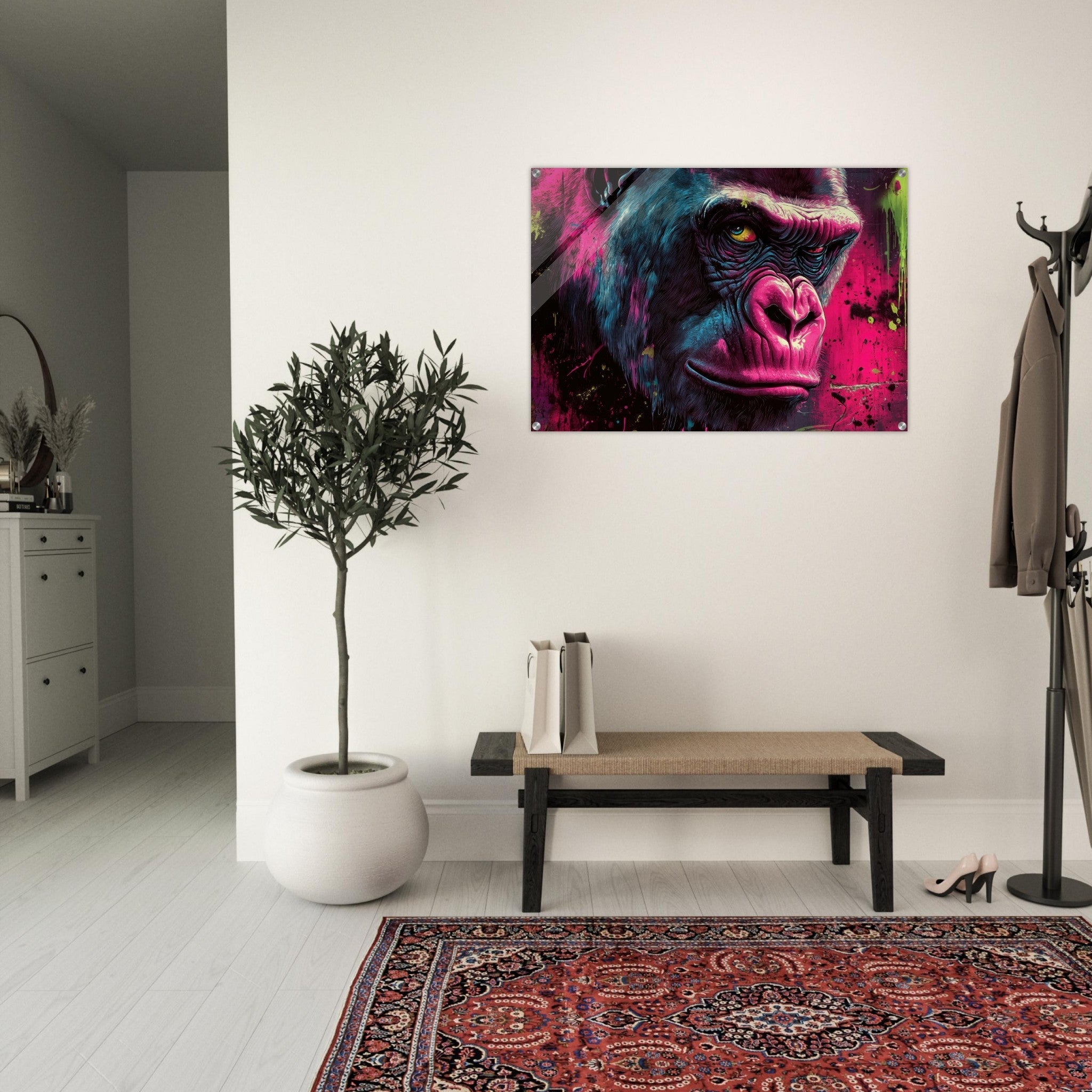 Acrylic Print Landscape - Graffiti - Style Street Art Gorilla A powerful 6 - Shop Ai Art WebShop - Digital Art online Store