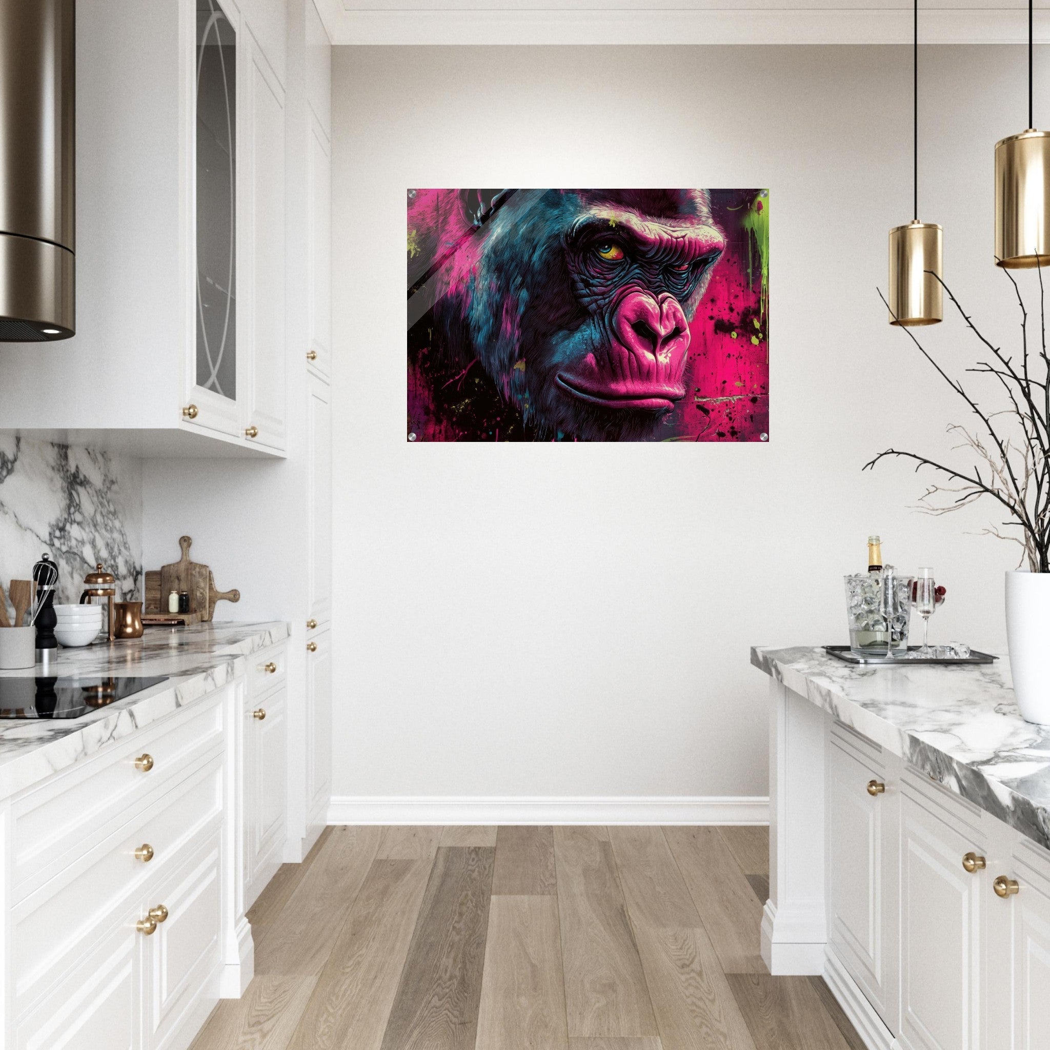 Acrylic Print Landscape - Graffiti - Style Street Art Gorilla A powerful 6 - Shop Ai Art WebShop - Digital Art online Store