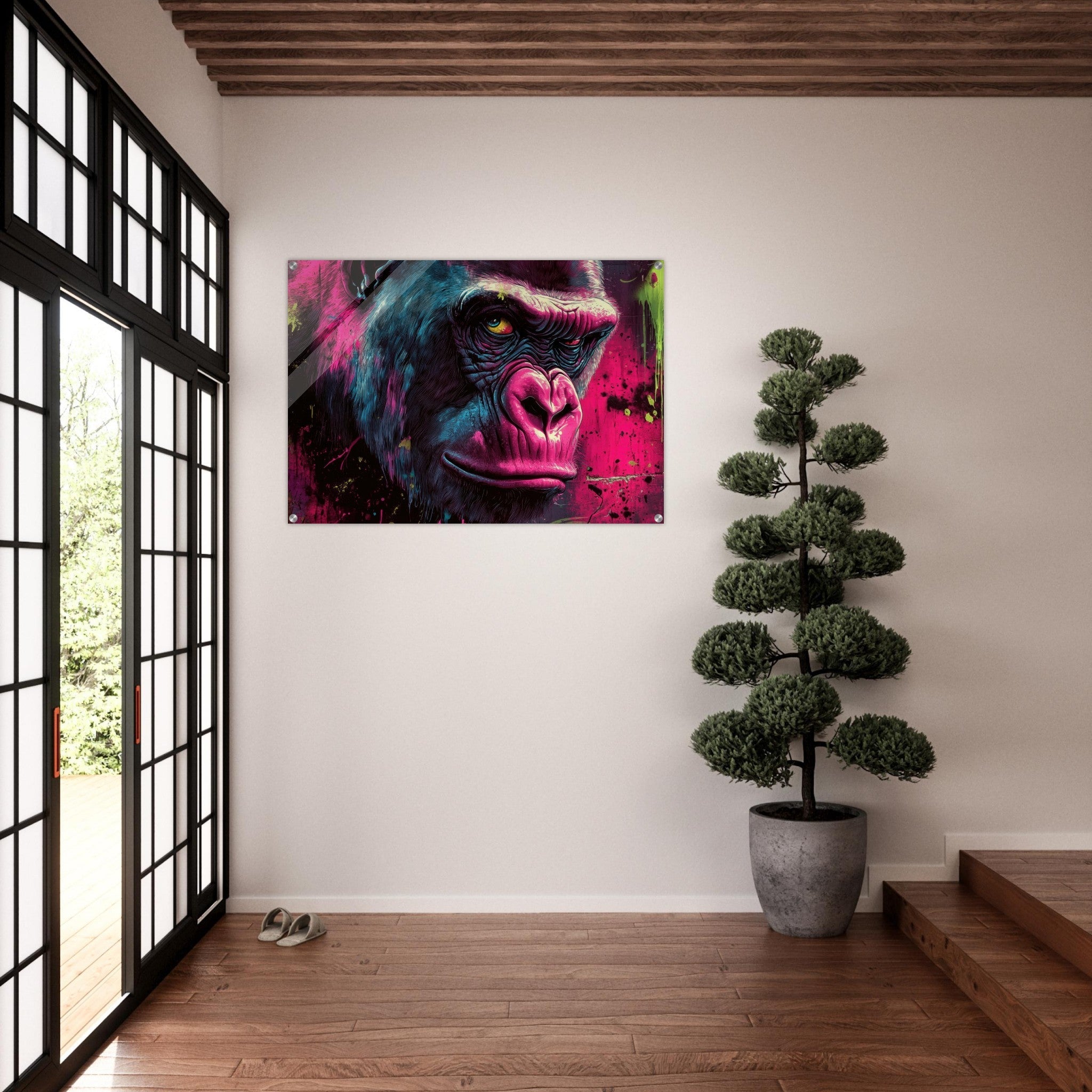 Acrylic Print Landscape - Graffiti - Style Street Art Gorilla A powerful 6 - Shop Ai Art WebShop - Digital Art online Store