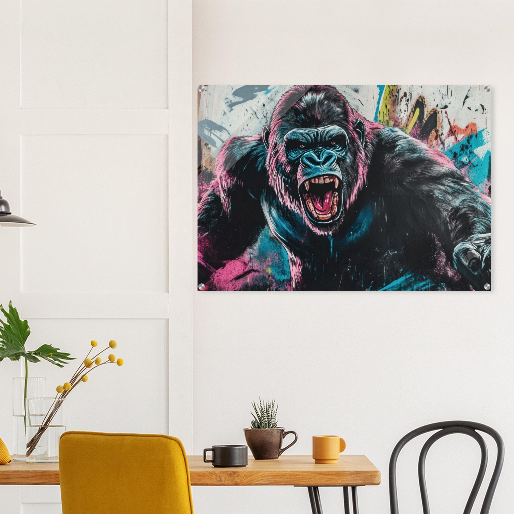 Acrylic Print Landscape - Graffiti - Style Street Art Gorilla A powerful 7 - Ai Art Force