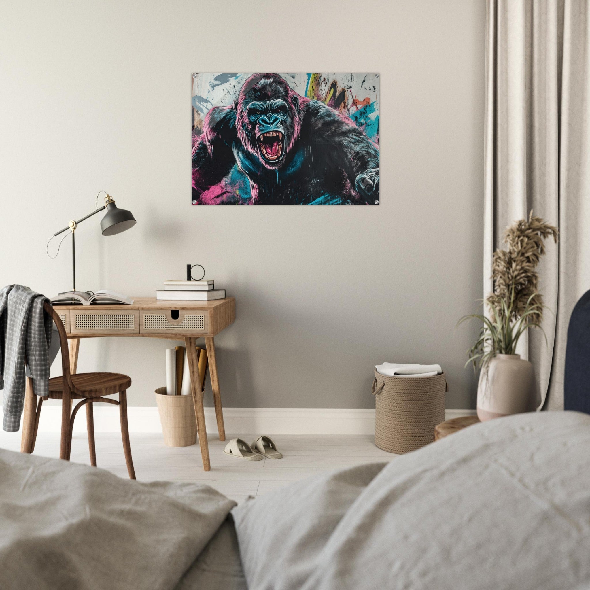 Acrylic Print Landscape - Graffiti - Style Street Art Gorilla A powerful 7 - Ai Art Force