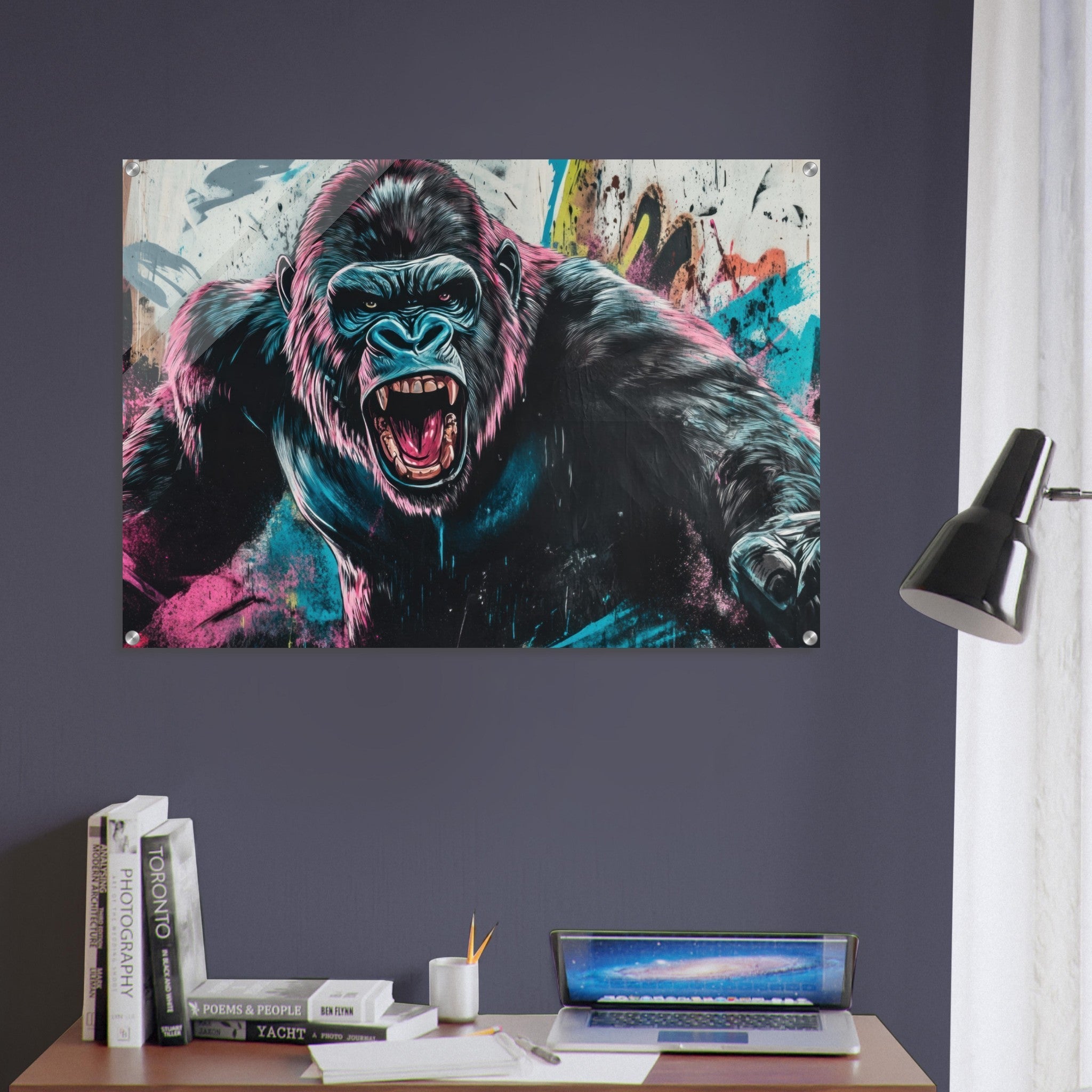 Acrylic Print Landscape - Graffiti - Style Street Art Gorilla A powerful 7 - Ai Art Force