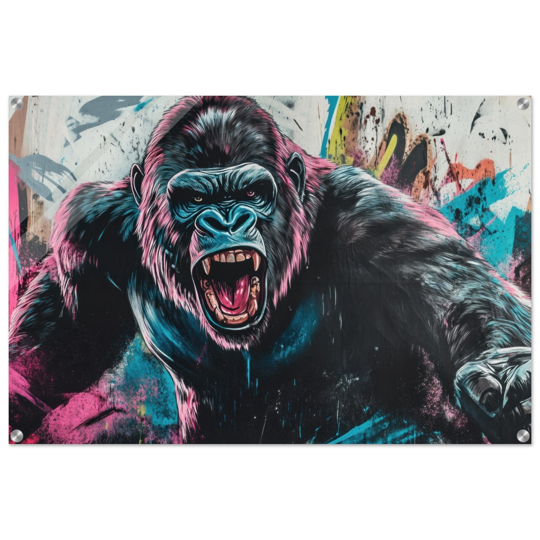 Acrylic Print Landscape - Graffiti - Style Street Art Gorilla A powerful 7 - Ai Art Force