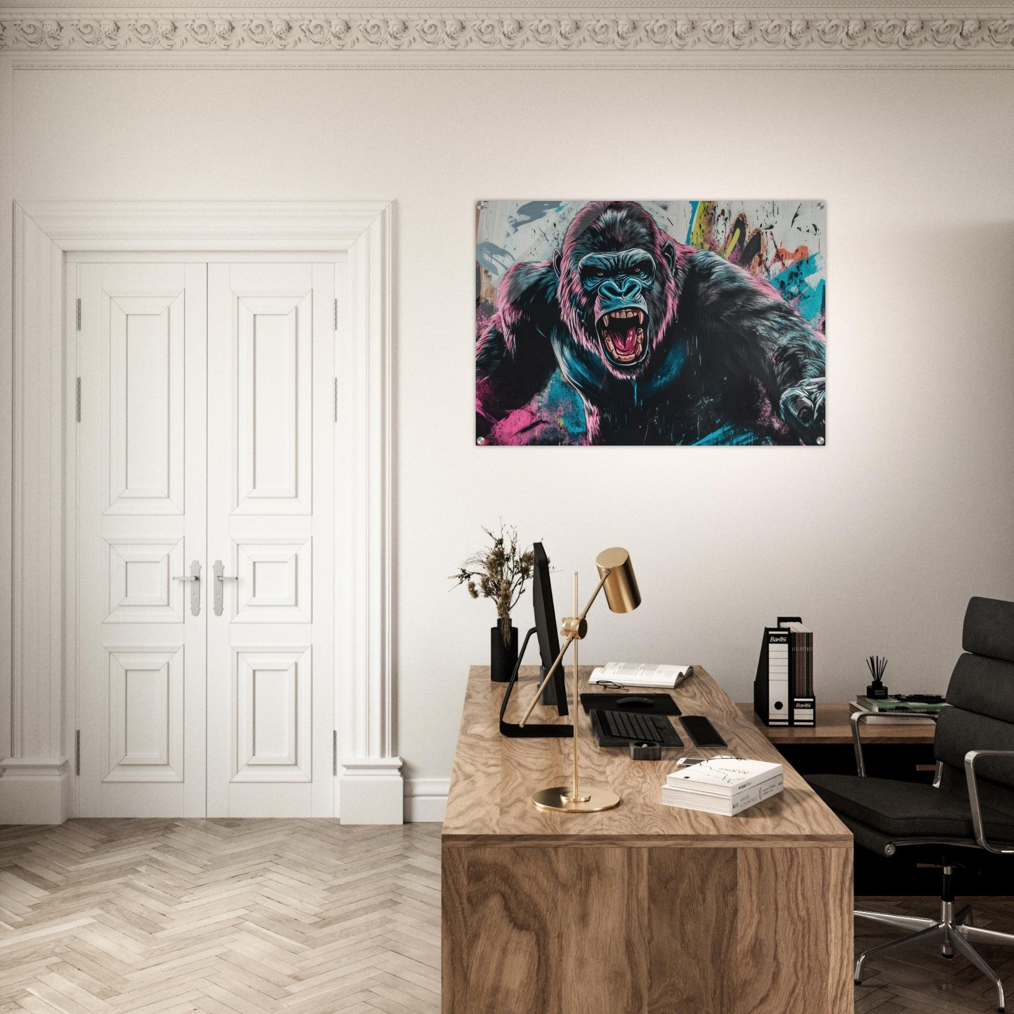 Acrylic Print Landscape - Graffiti - Style Street Art Gorilla A powerful 7 - Ai Art Force