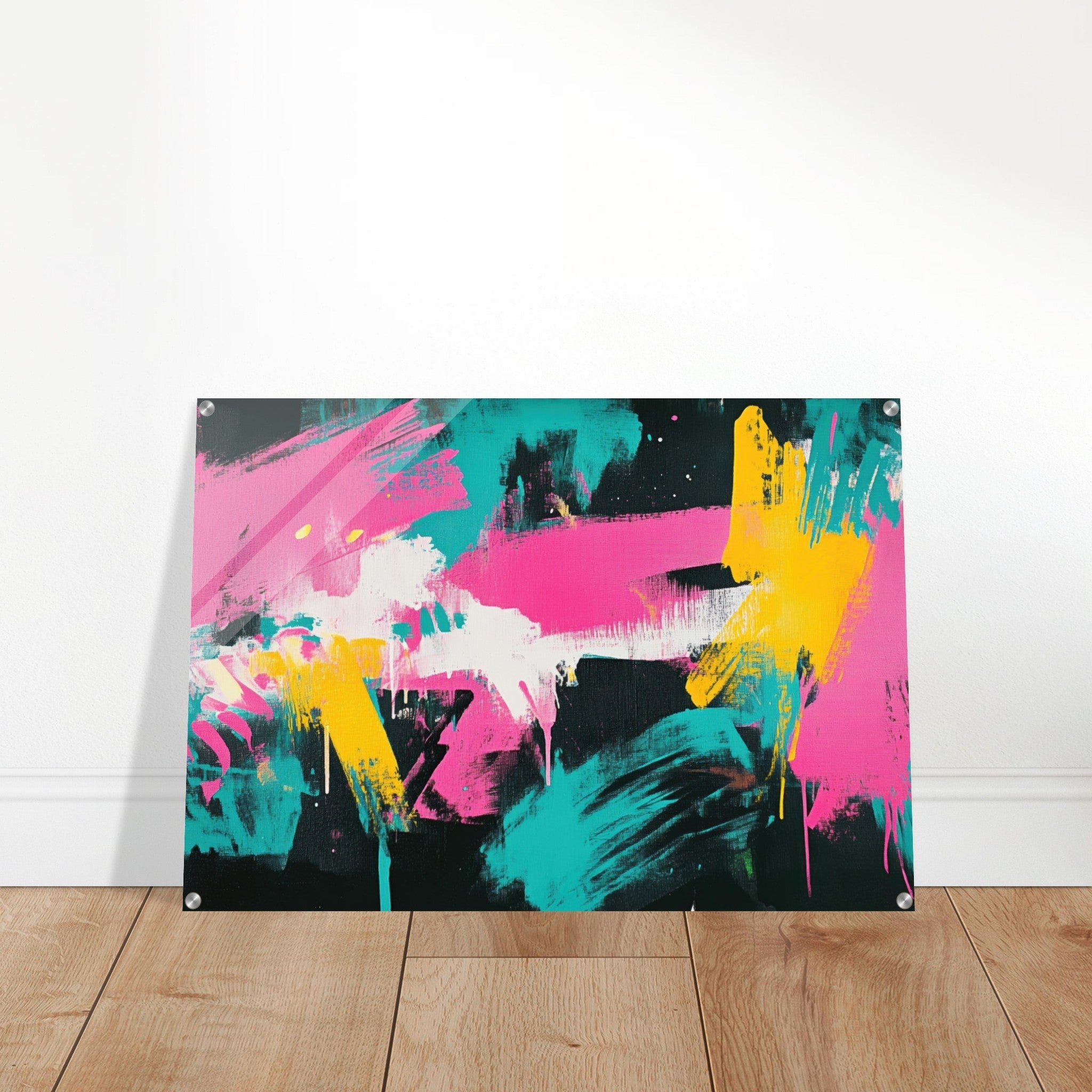 Acrylic Print Landscape - Neon Reverie An explosion of neon lights in pink - Shop Ai Art WebShop - Digital Art online Store