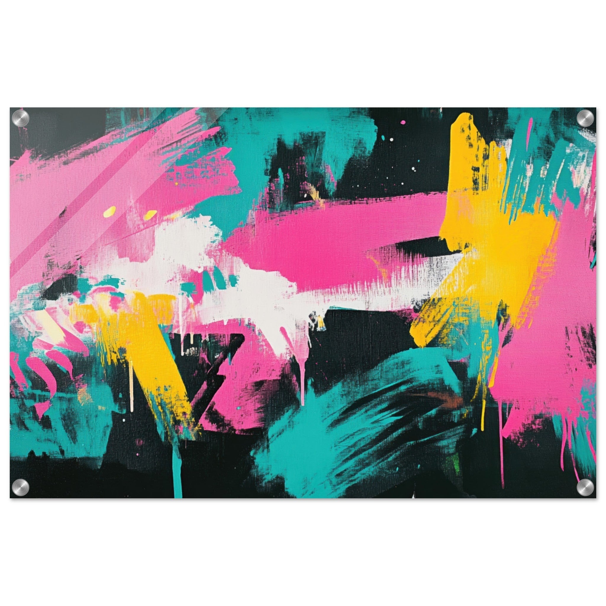 Acrylic Print Landscape - Neon Reverie An explosion of neon lights in pink - Shop Ai Art WebShop - Digital Art online Store